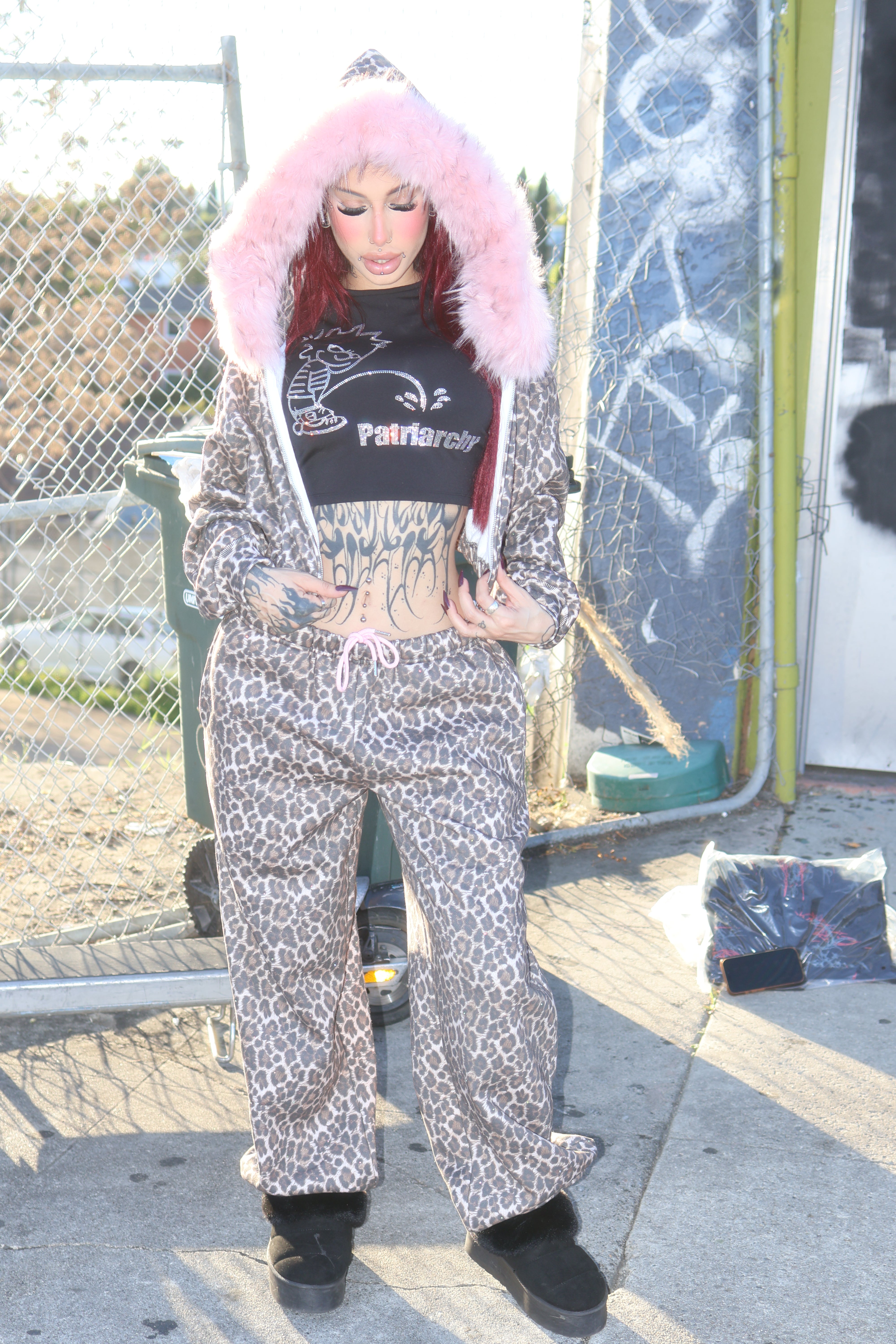 Leopard princess rhinestone sweatpants