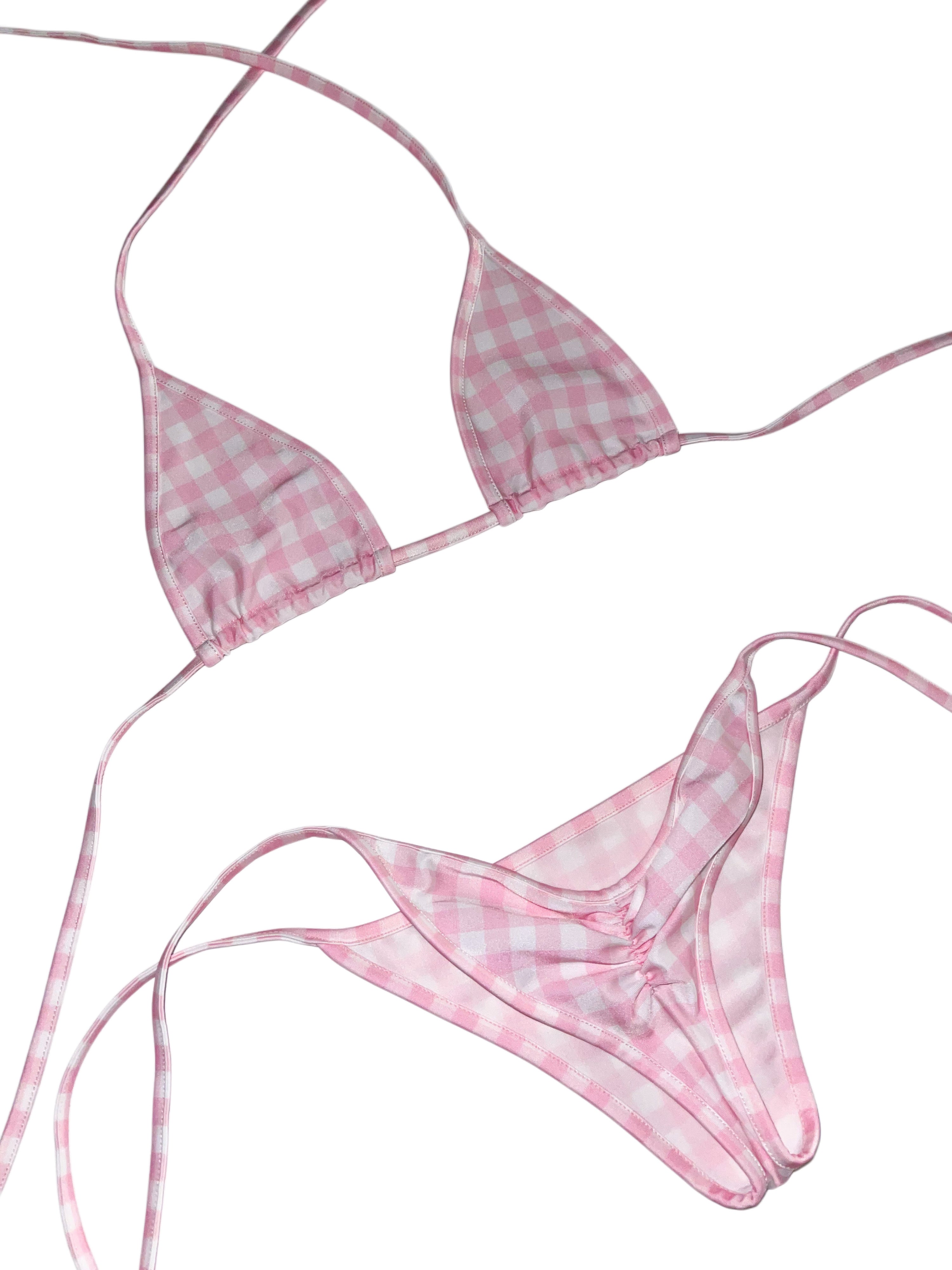 Pink gingham bikini
