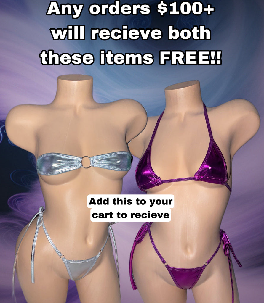 Free with purchase of 100$+ (purple chrome microkini set & silver chrome Bollywood microkini)