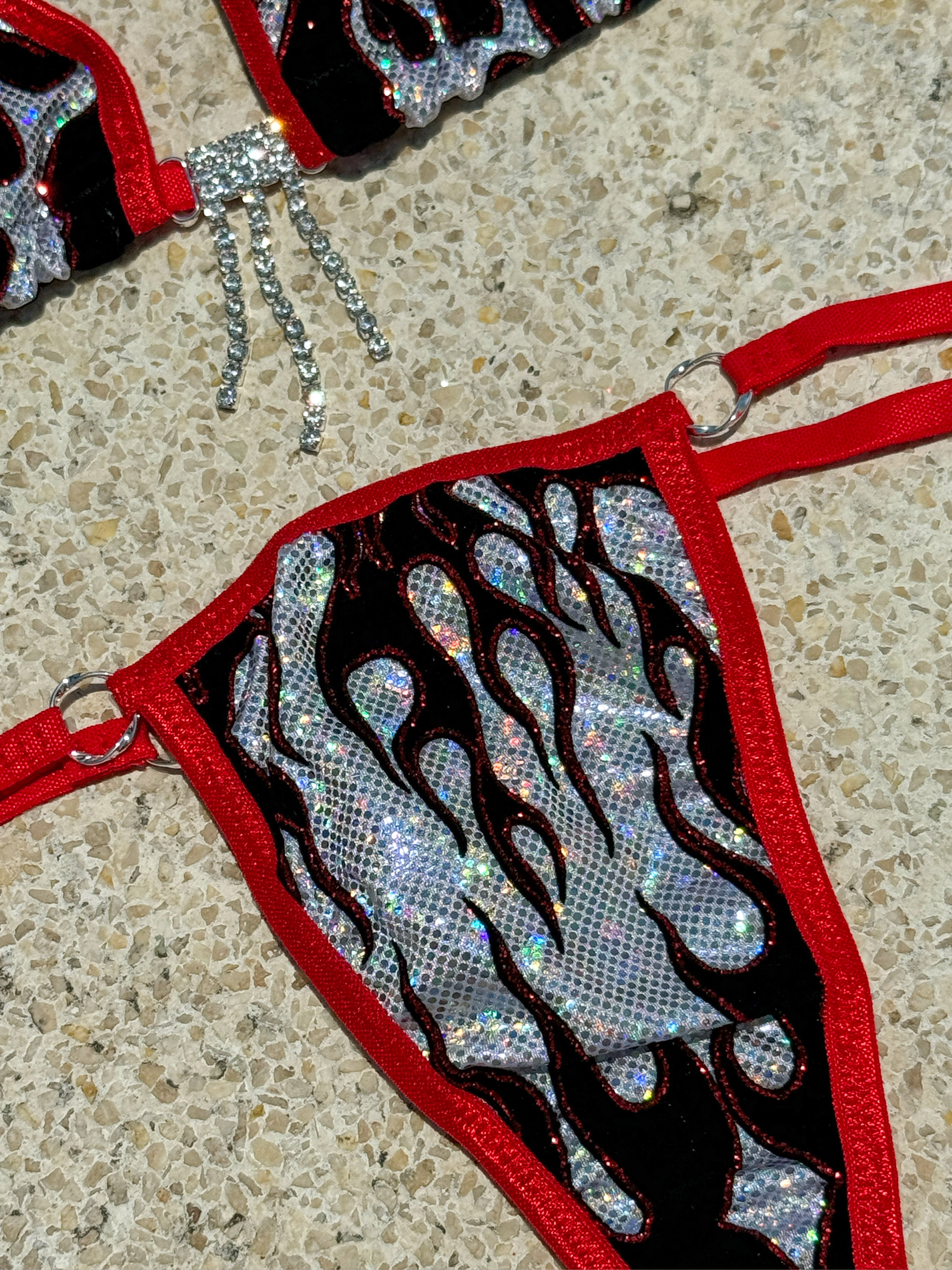 Chrome flames sparkle bikini