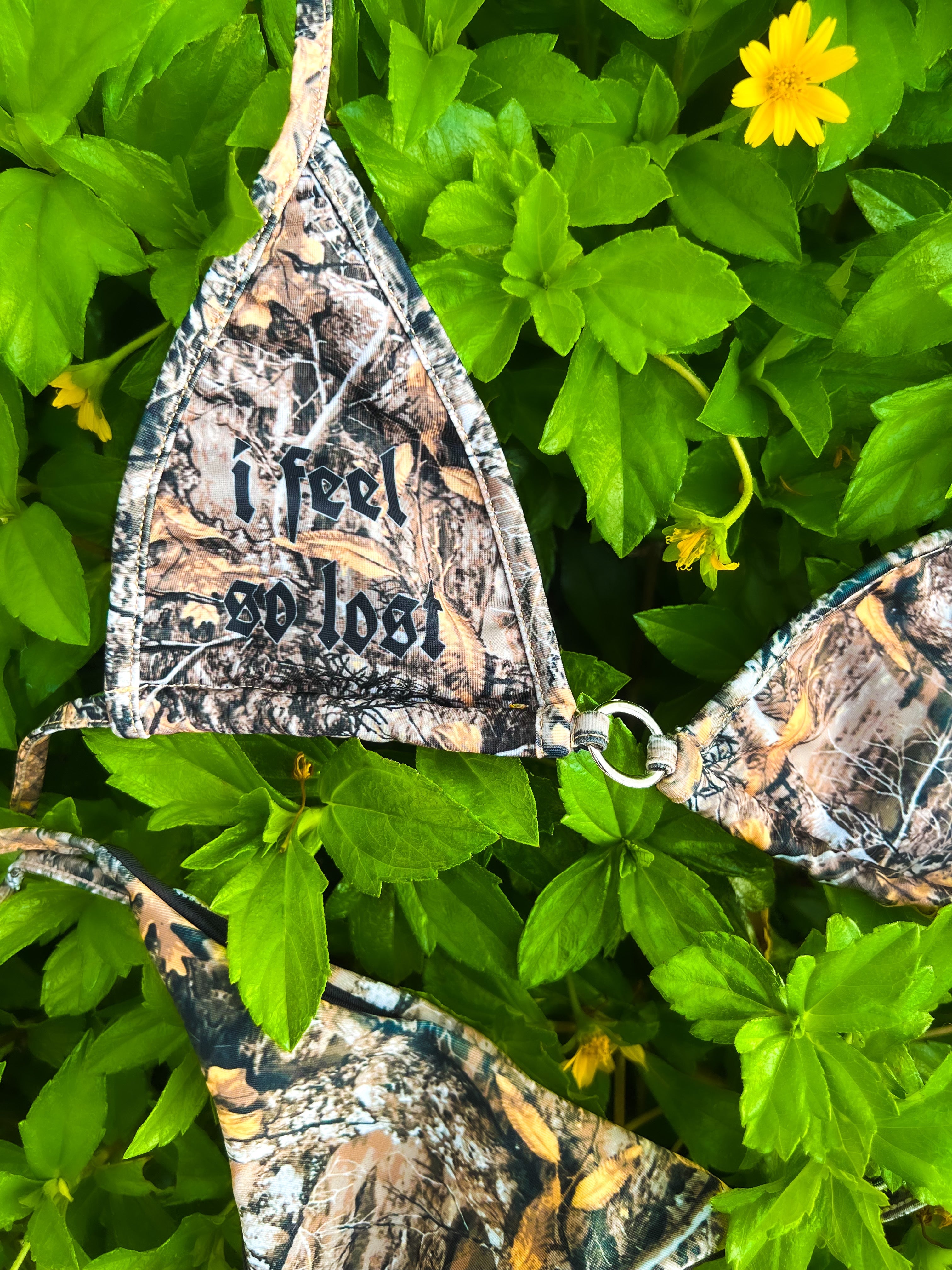 I Feel So Lost Camo Bikini - Stylish camouflage bikini for bold and unique looks, available at Bubblegum The Brand