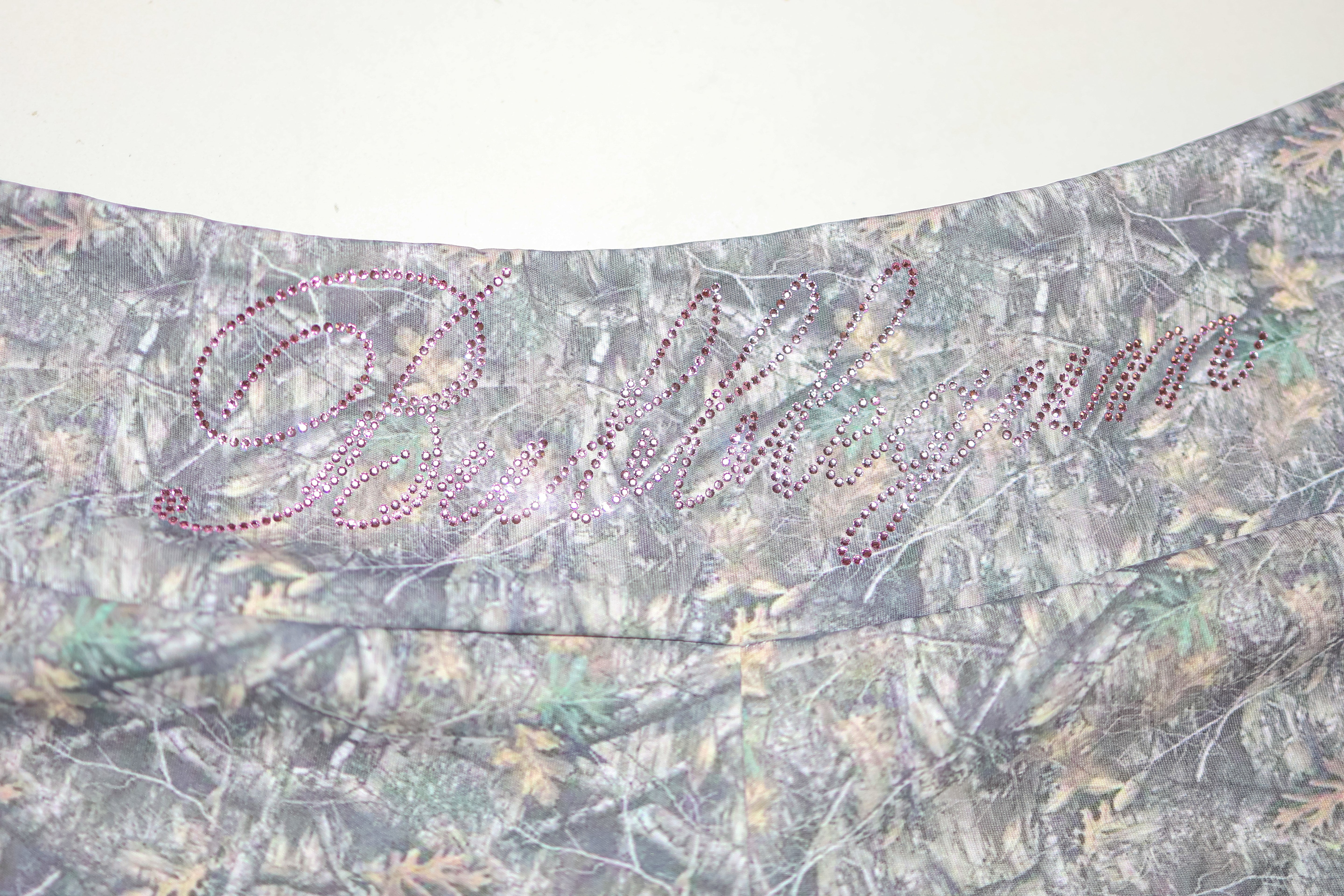 Faded tree camo rhinestone micro shorts