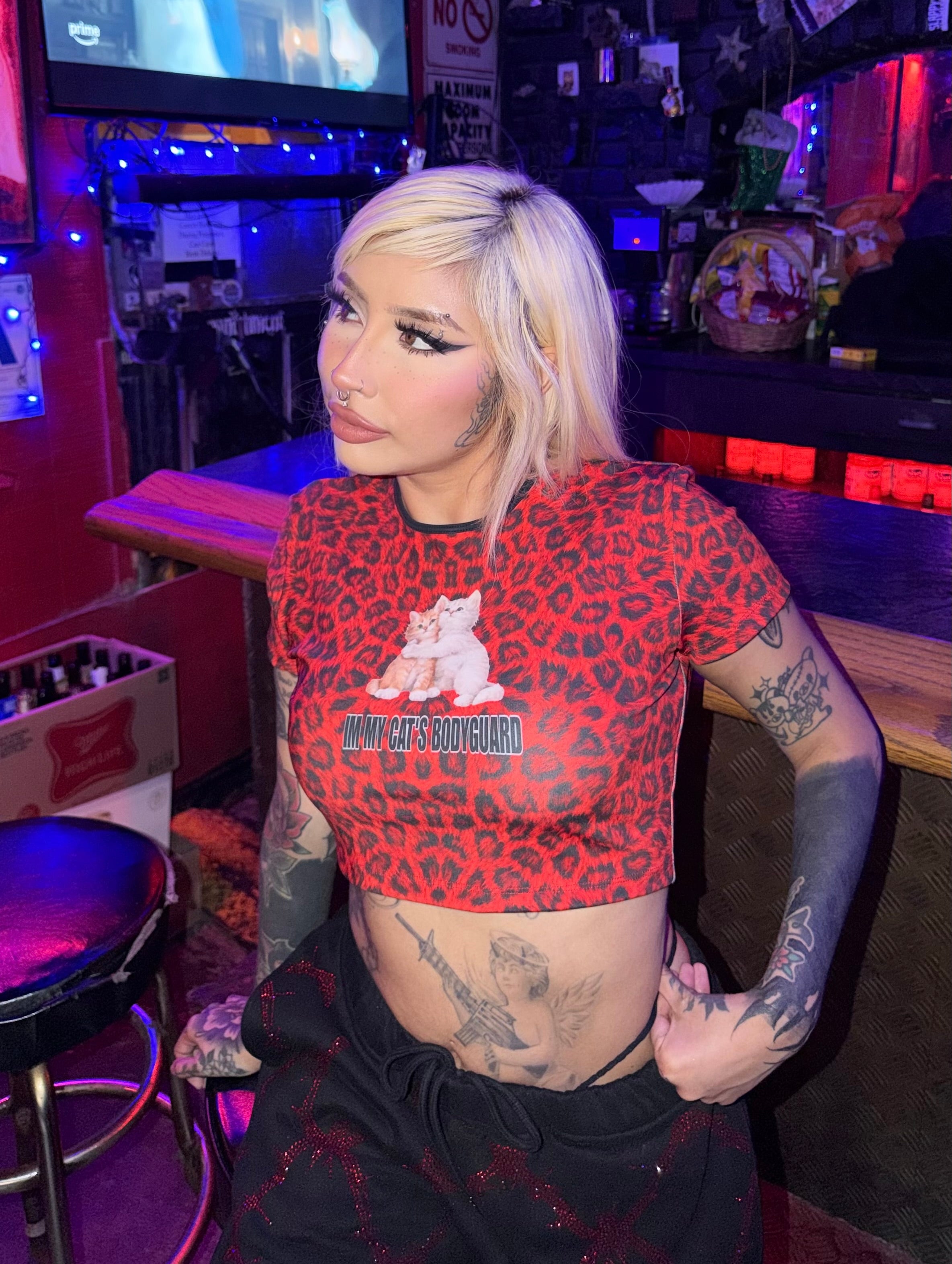 My cats bodyguard crop top