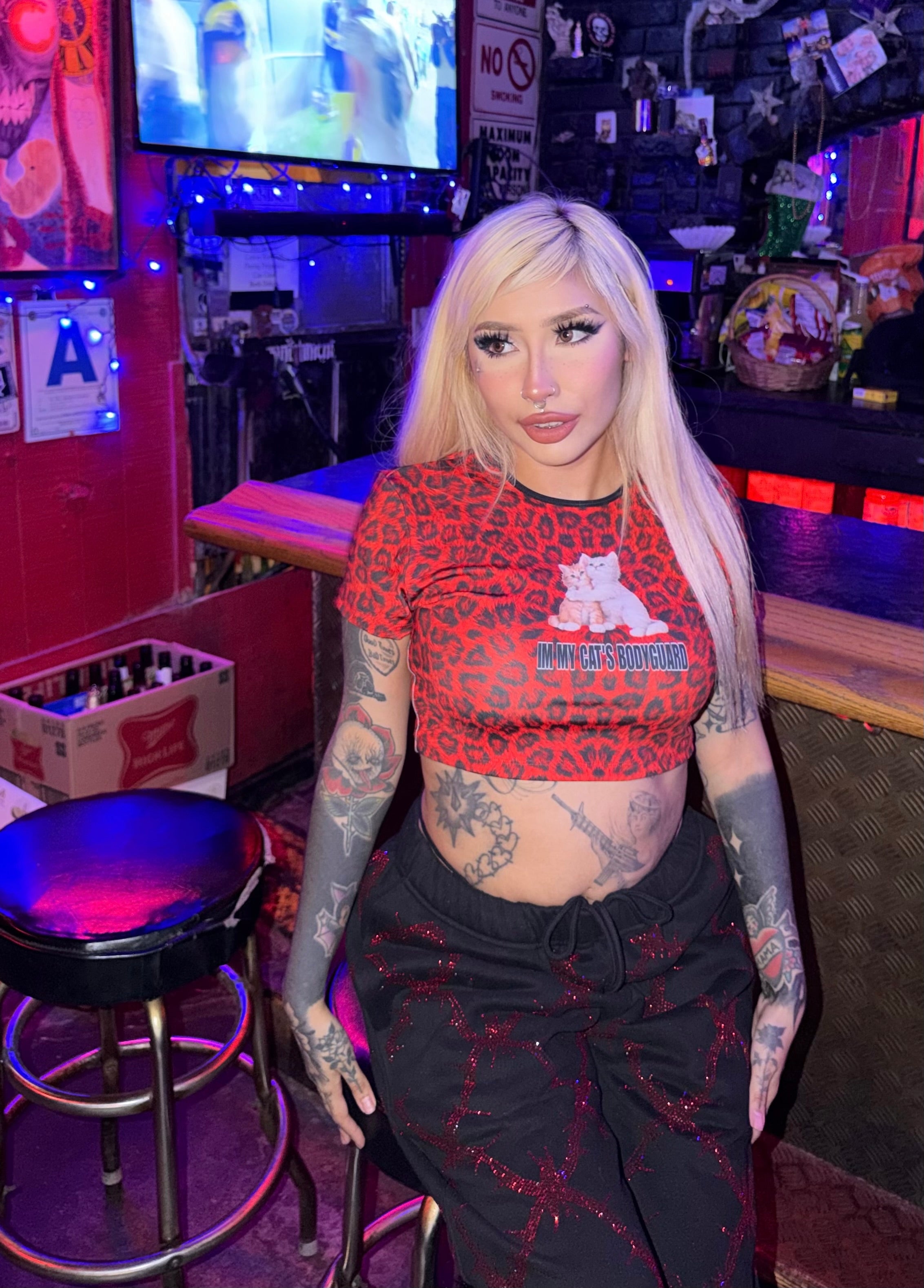 My cats bodyguard crop top