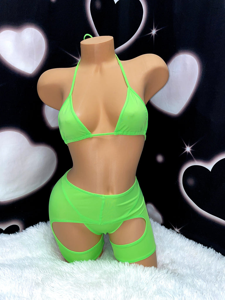 Electric Lime Chaps bikini set