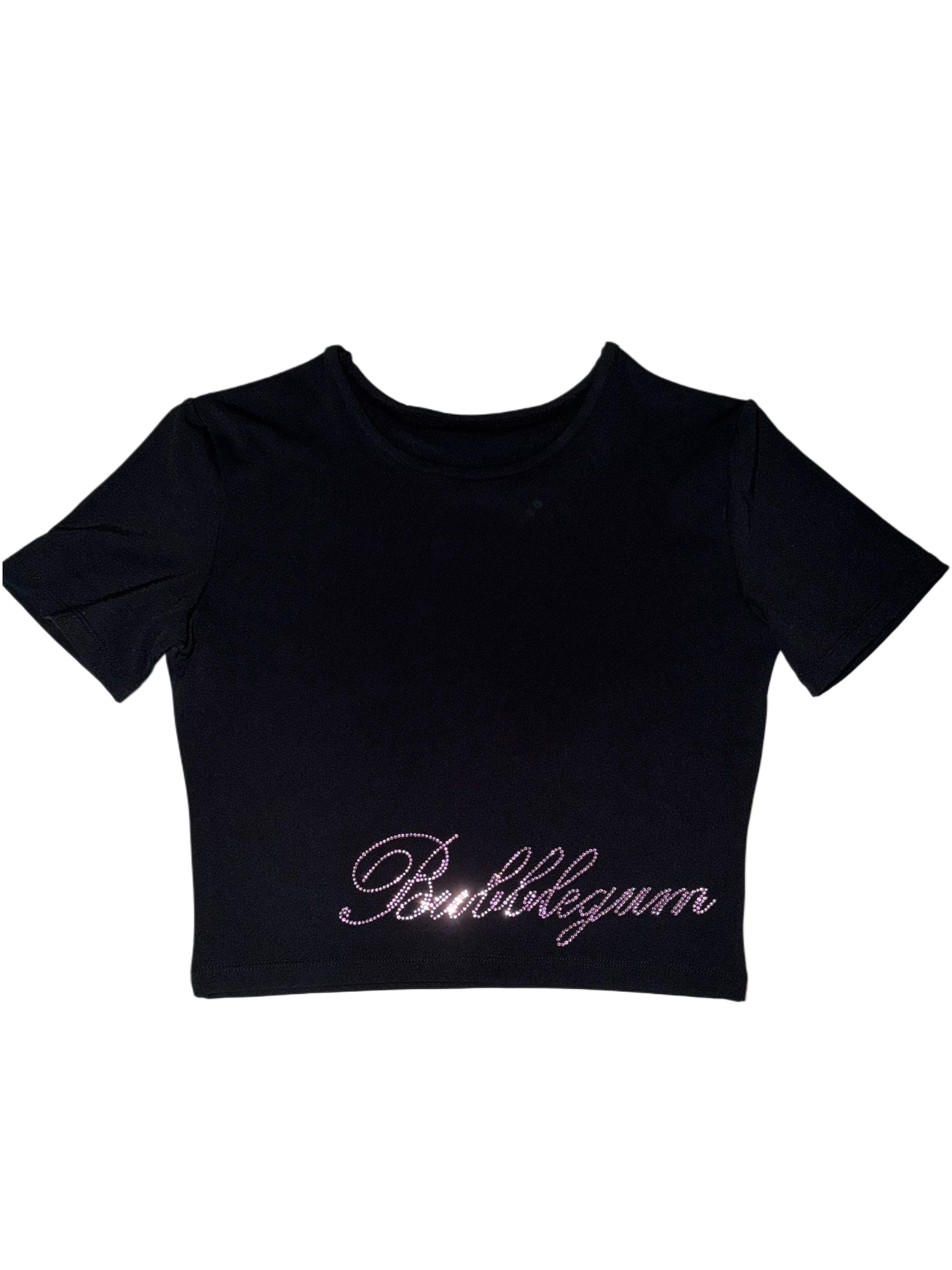 Pink fairy wings rhinestone crop top