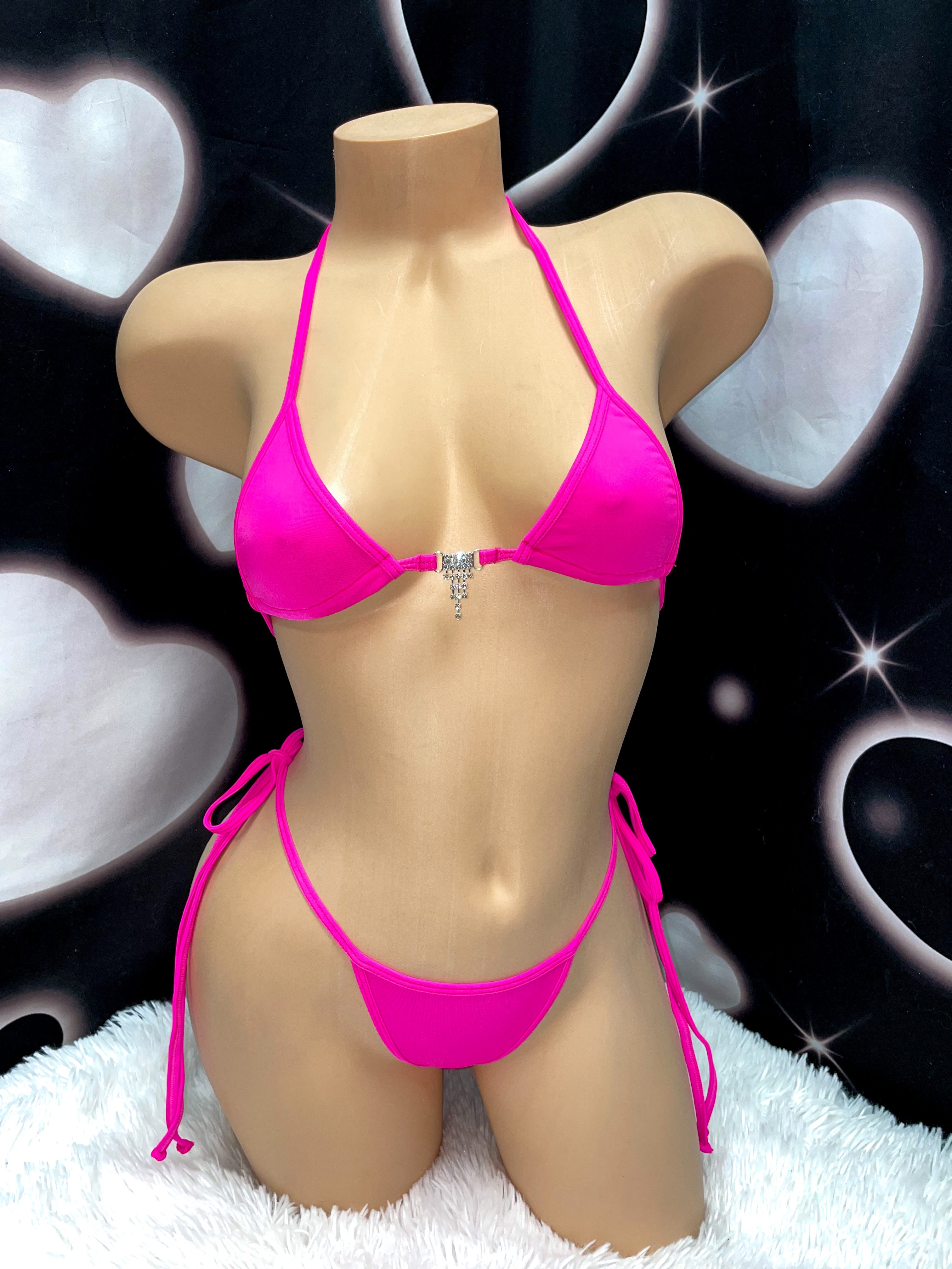 Plain color sparkle microkini