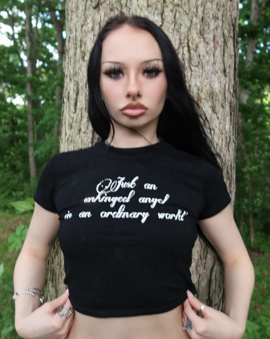 Unhinged angel crop top babytee
