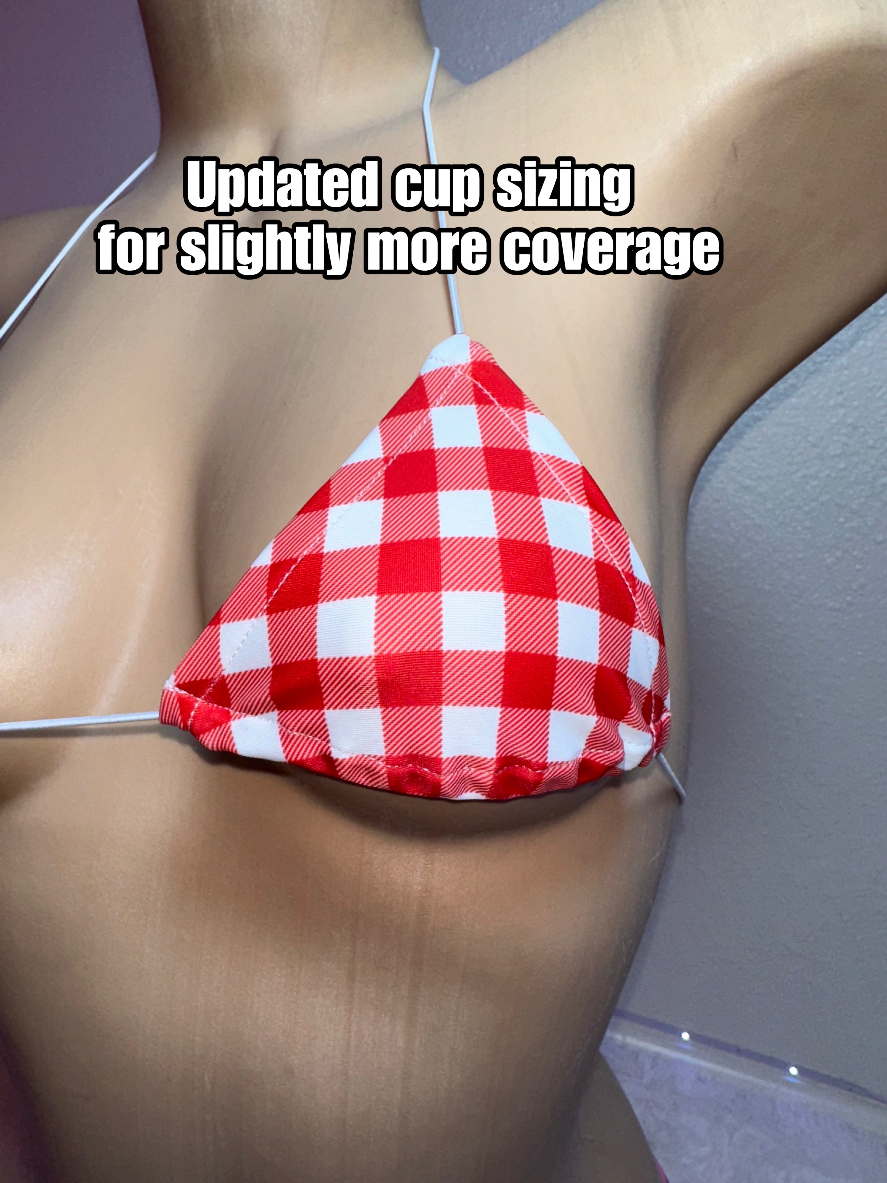 Red gingham string microkini