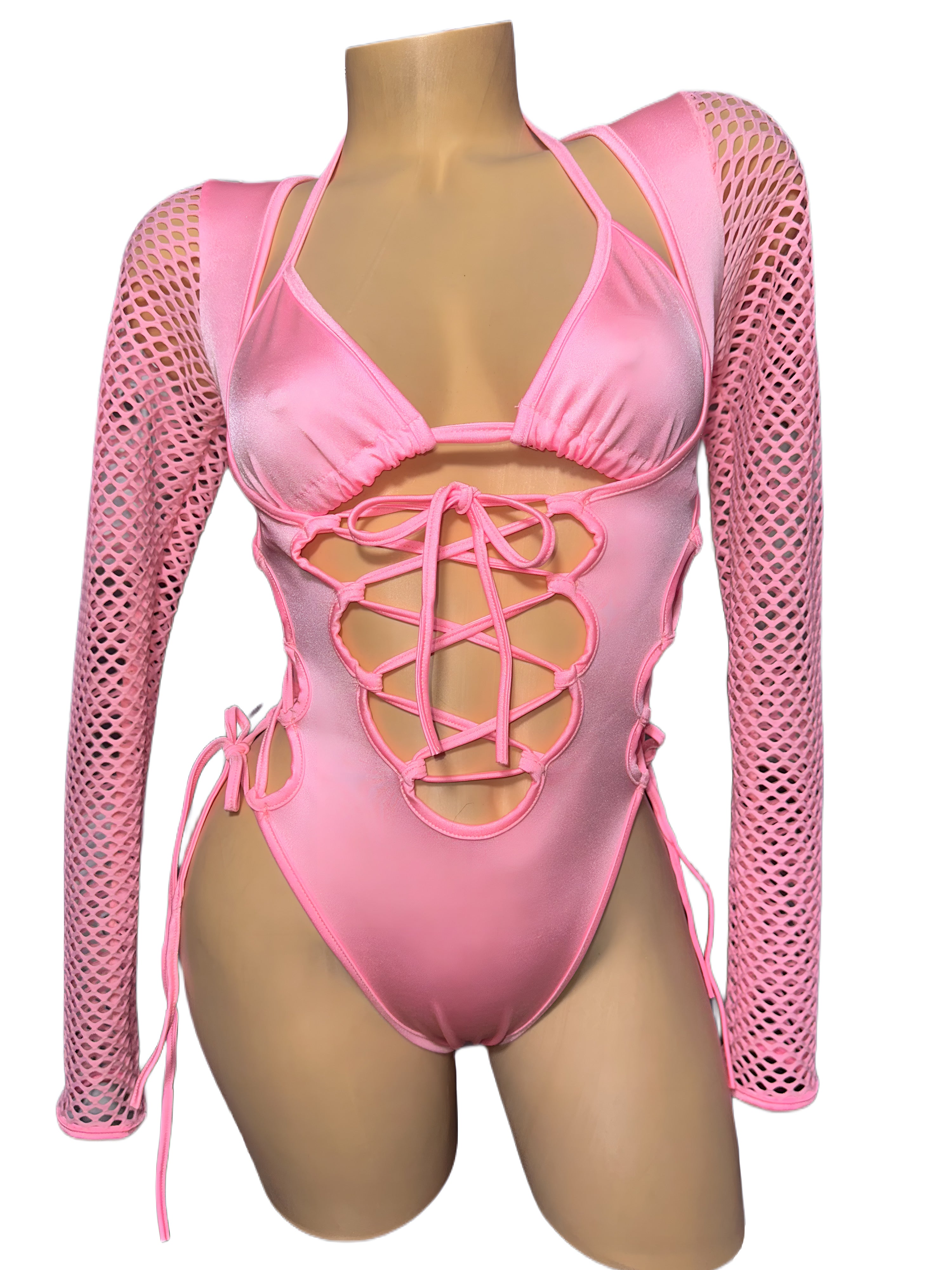 Waist synching tie up one piece