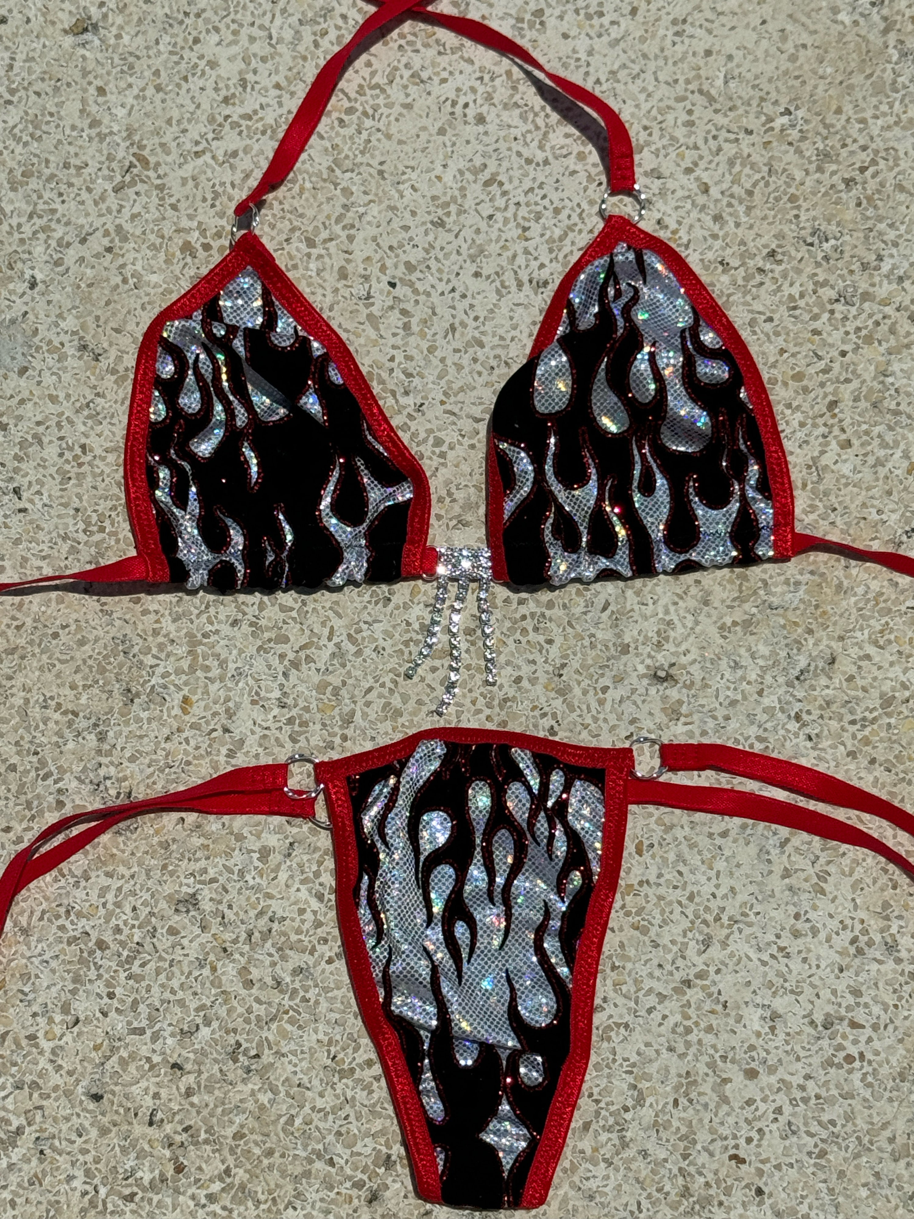 Chrome flames sparkle bikini