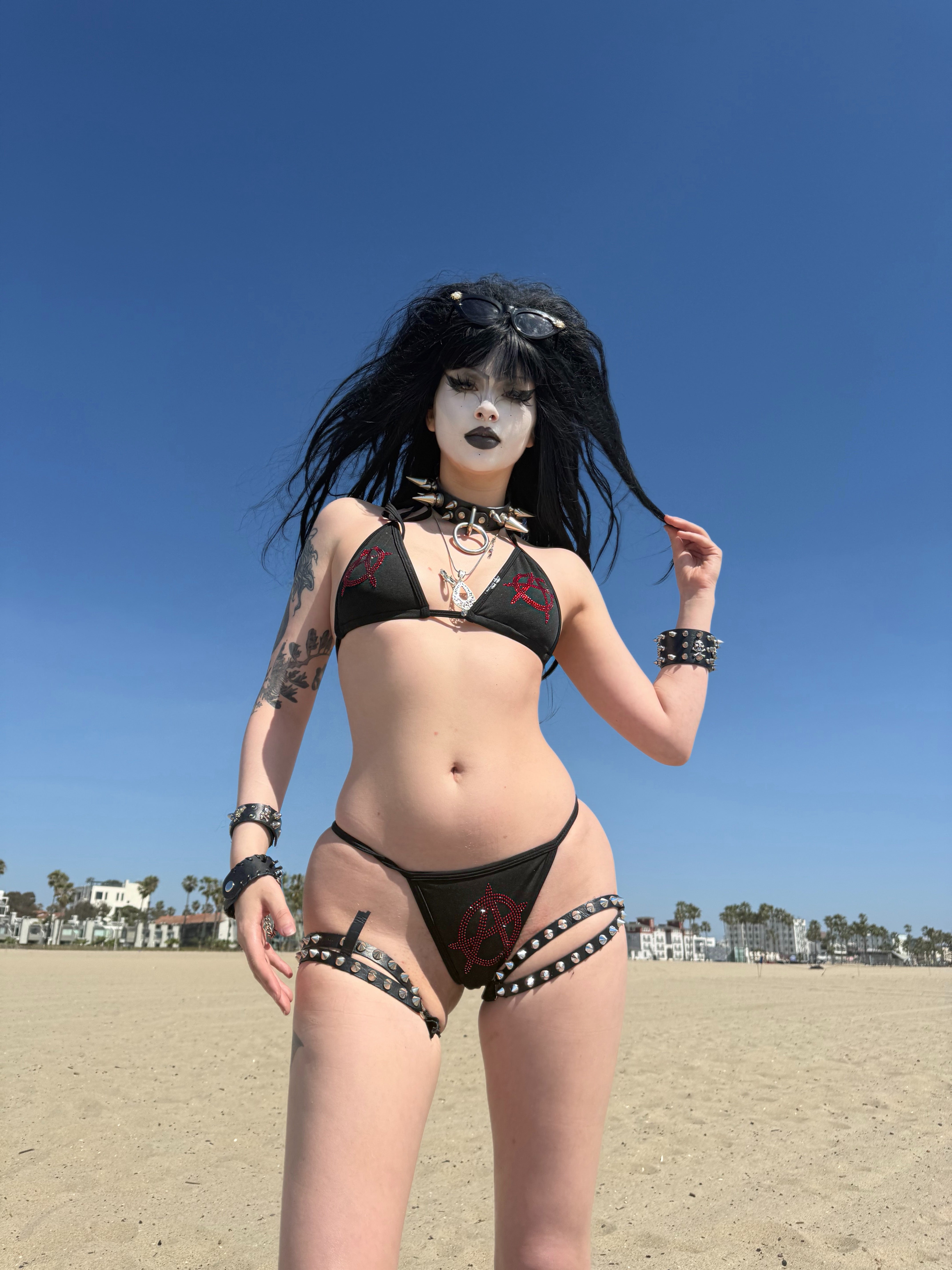 Anarchy rhinestone bikini