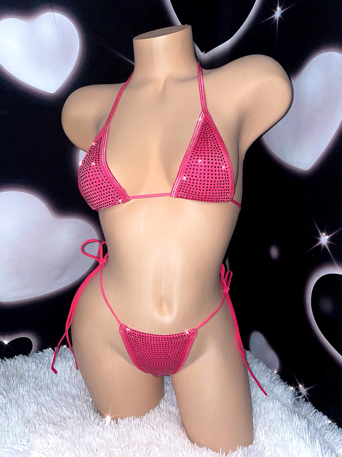 Glitz iced out semi micro rhinestone bikini set