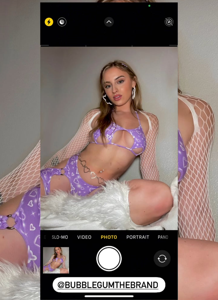 Lavender airbrush garter chaps star bikini set