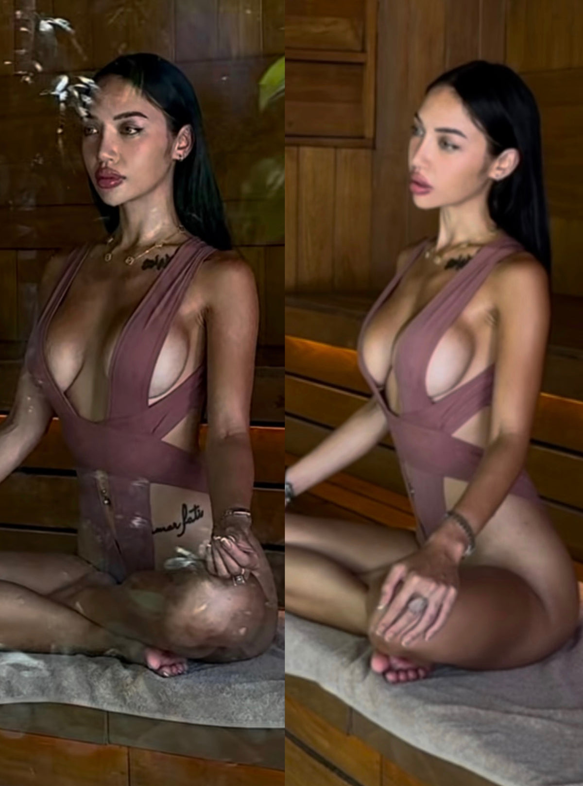 Matte Nude Wrap One-Piece has wraparound straps and a minimal silhouette