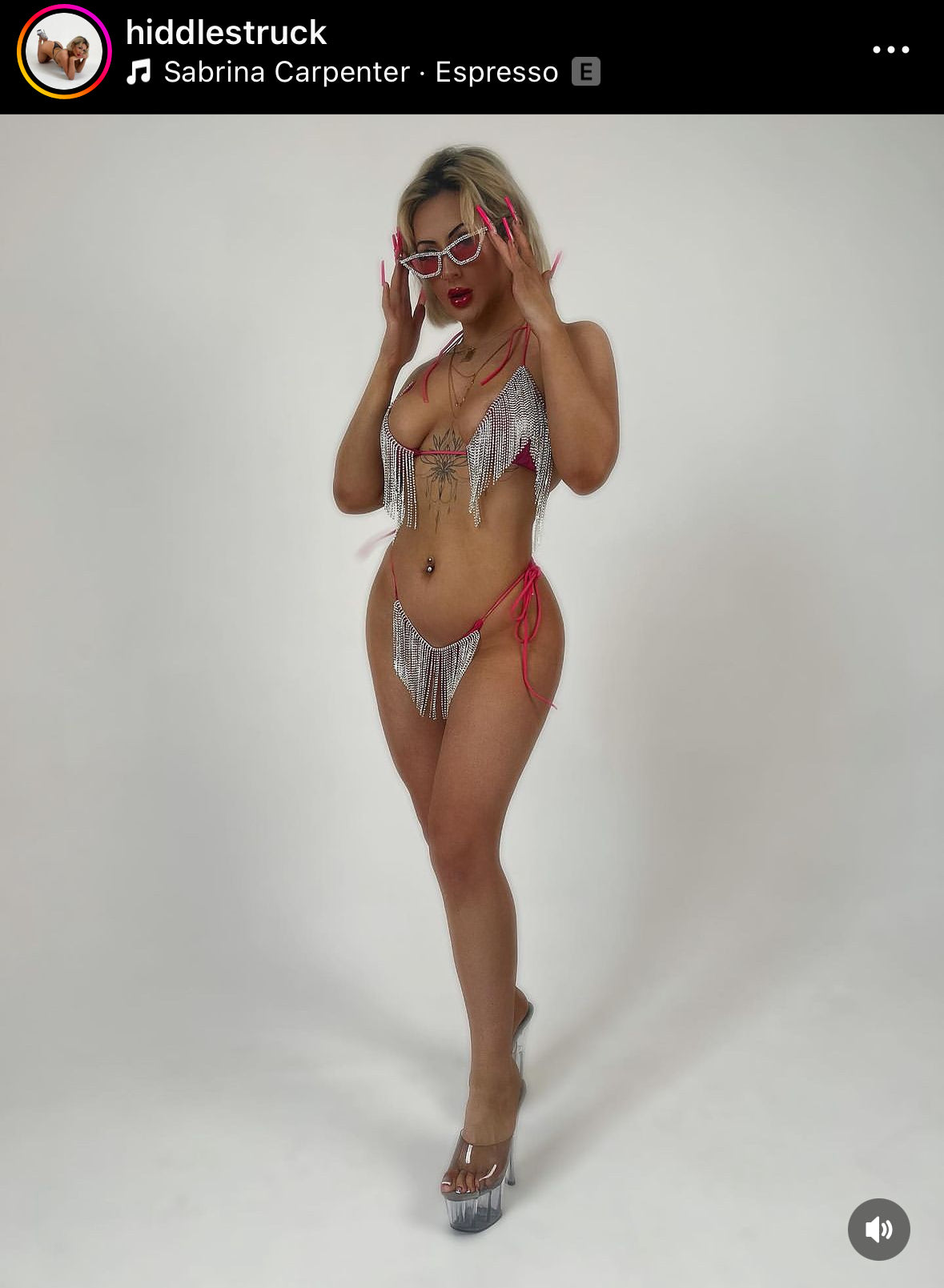 Pink glitter cascading iced out drip bikini