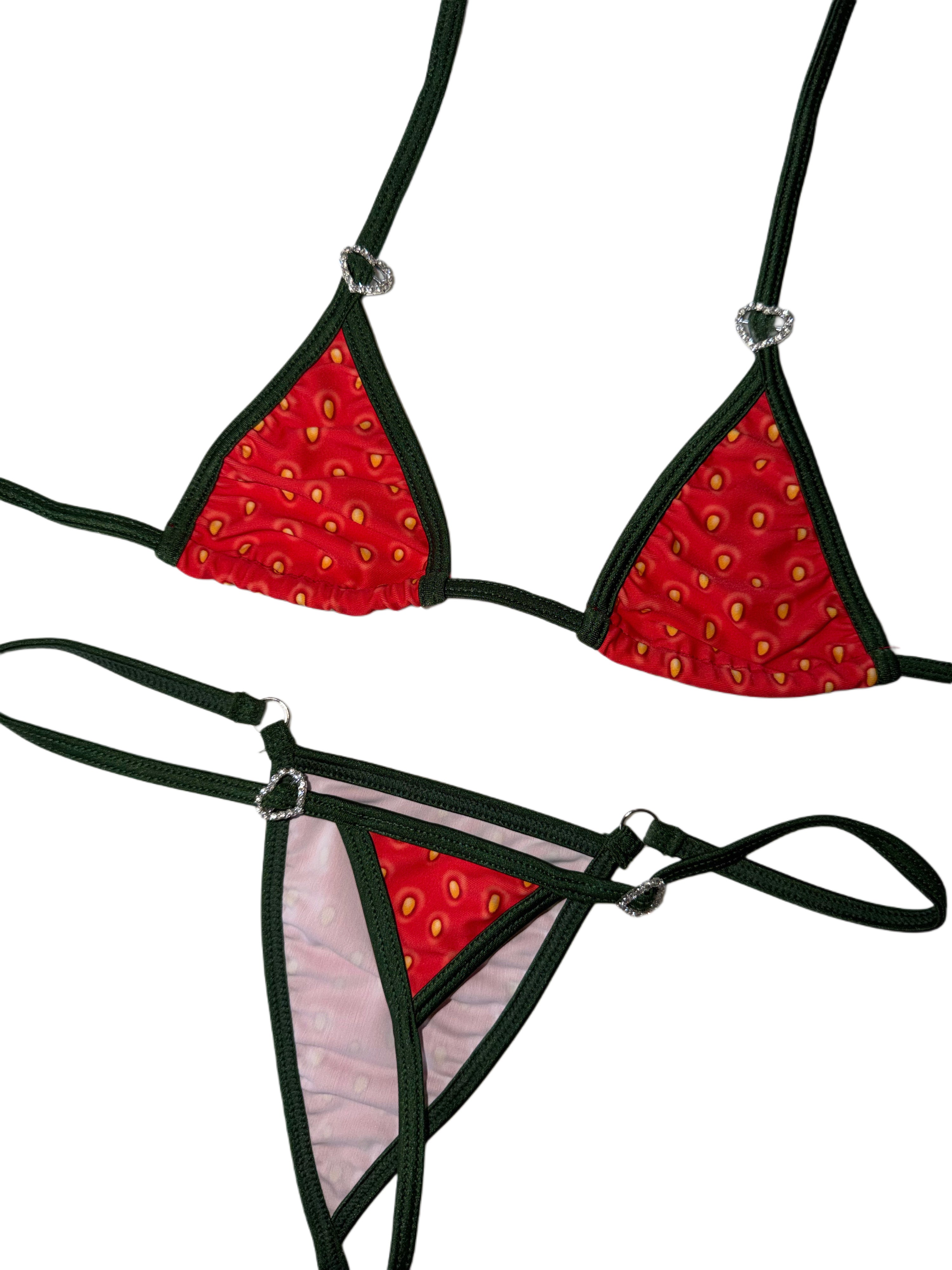 Strawberry sparkle heart microkini