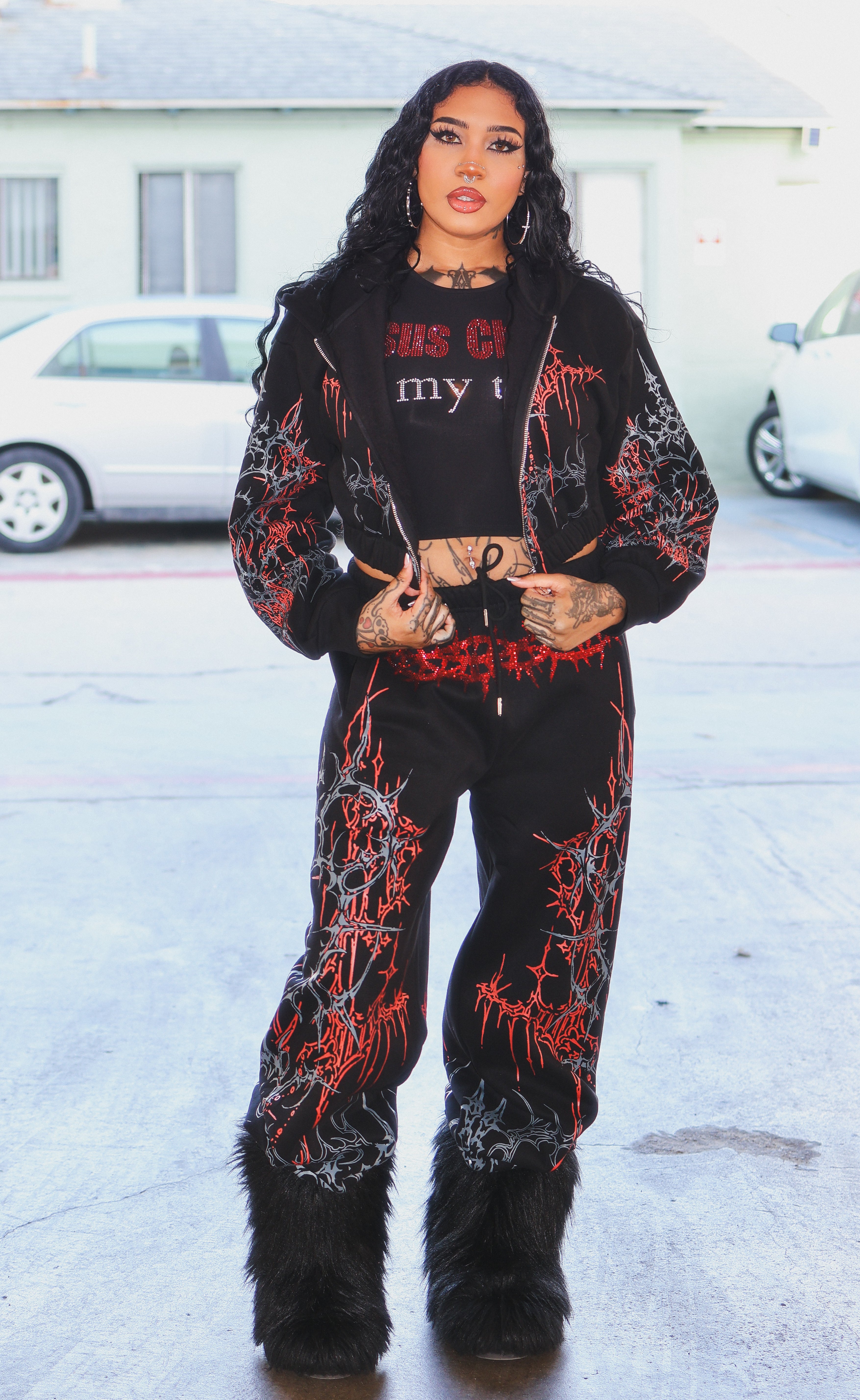 Dark sigilism crop hoodie