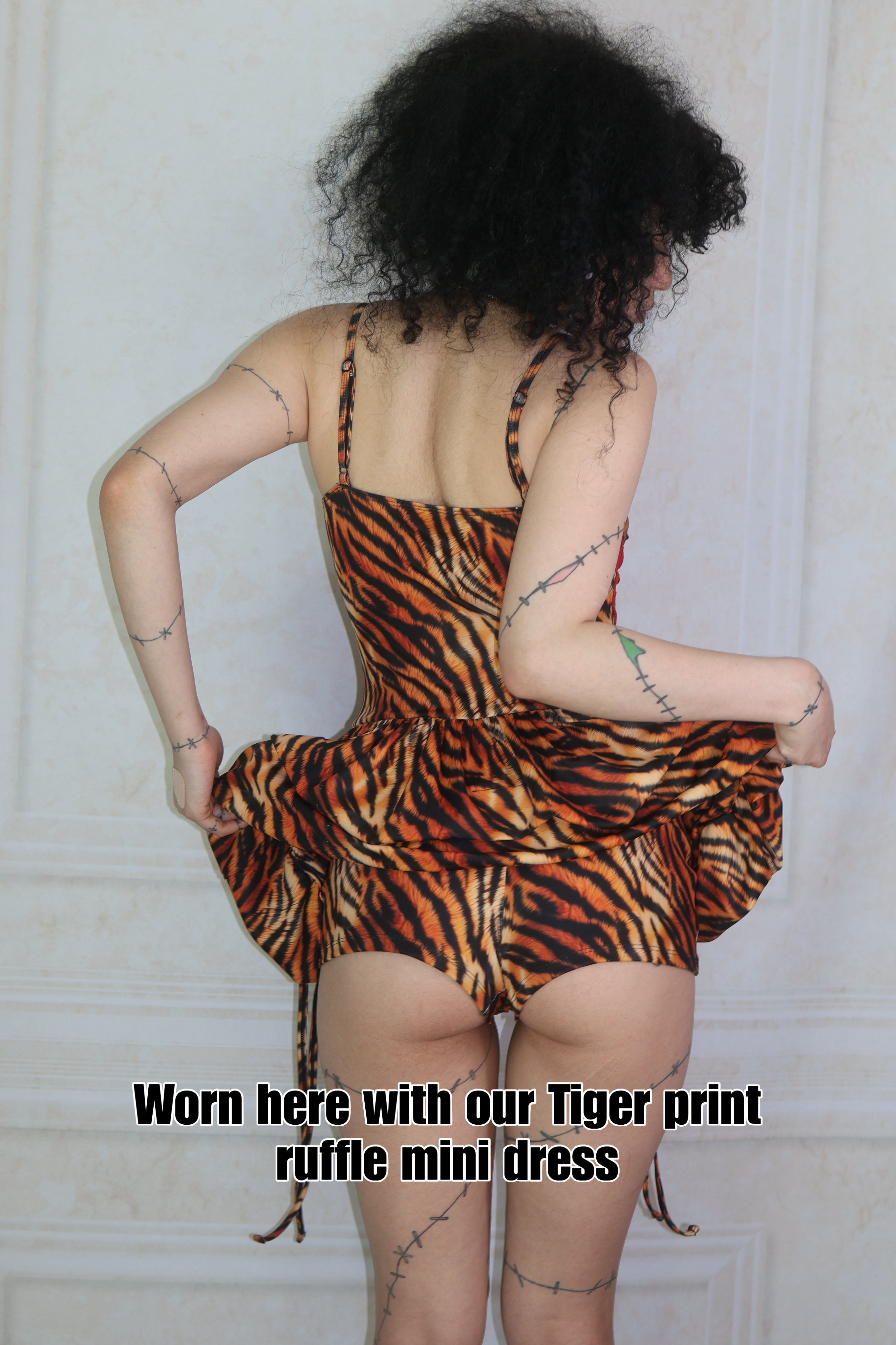 Tiger print rhinestone micro shorts