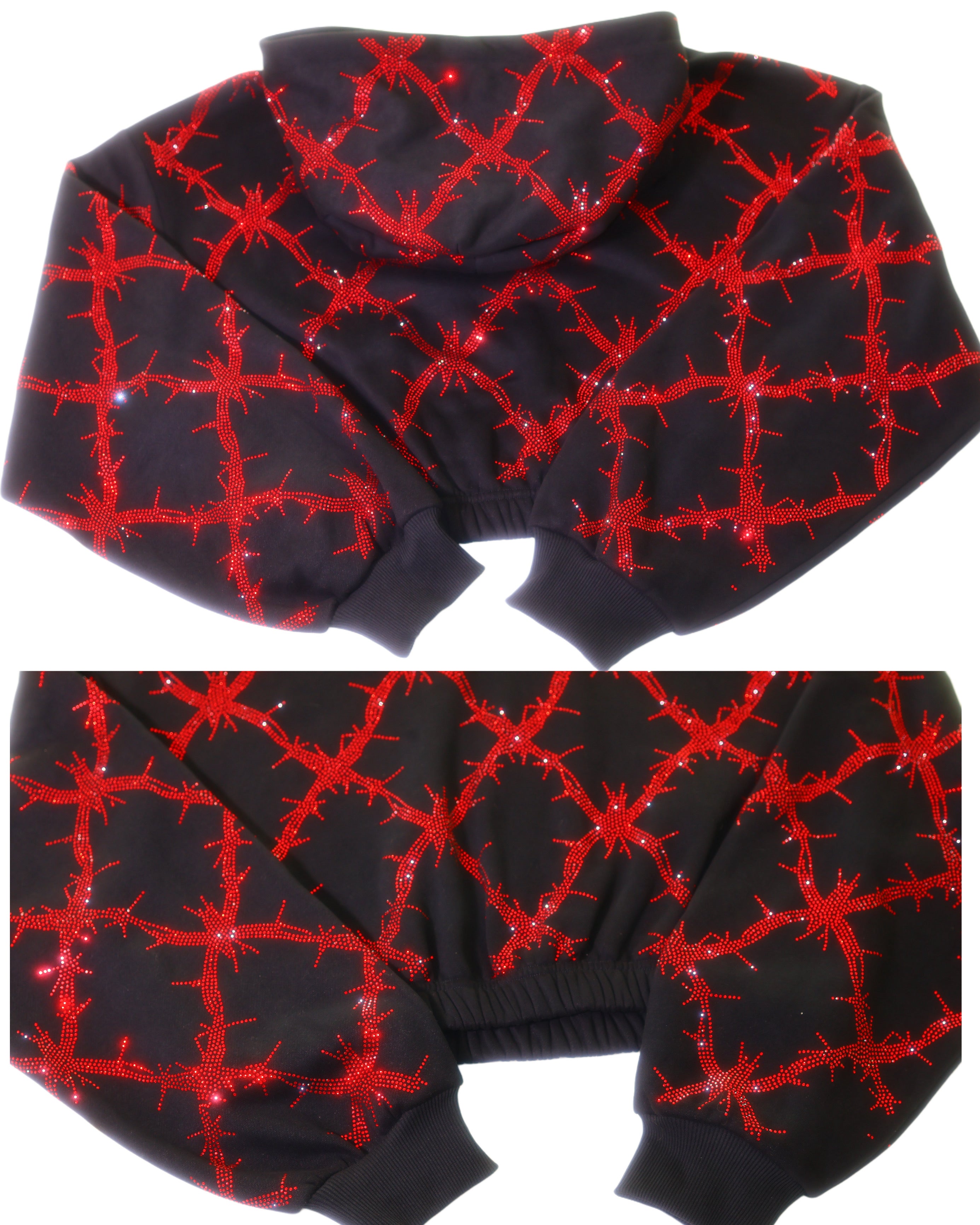 Barbed wire fence rhinestone crop hoodie