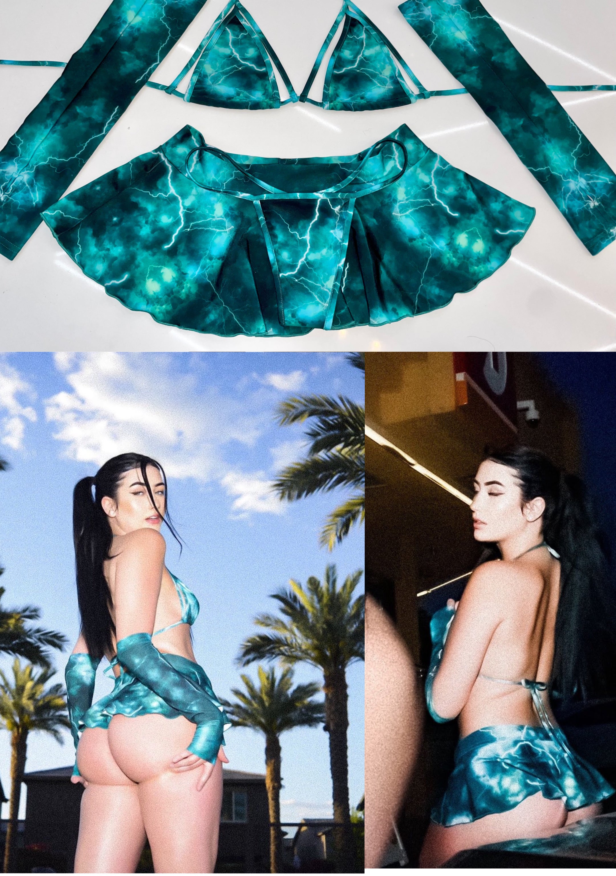 Dusk Skirt Sleeve Bikini Set by Bubblegum The Brand - A chic bikini set featuring skirt sleeves