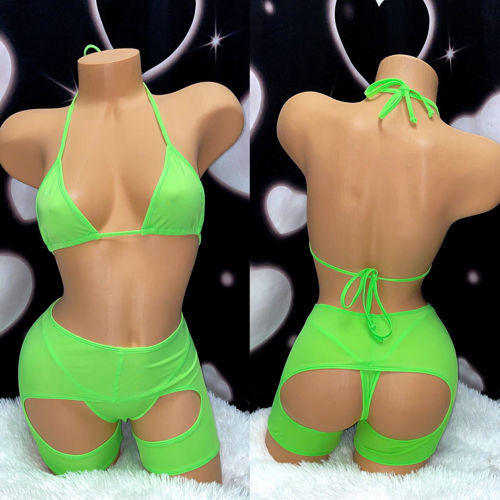 Electric Lime Chaps bikini set