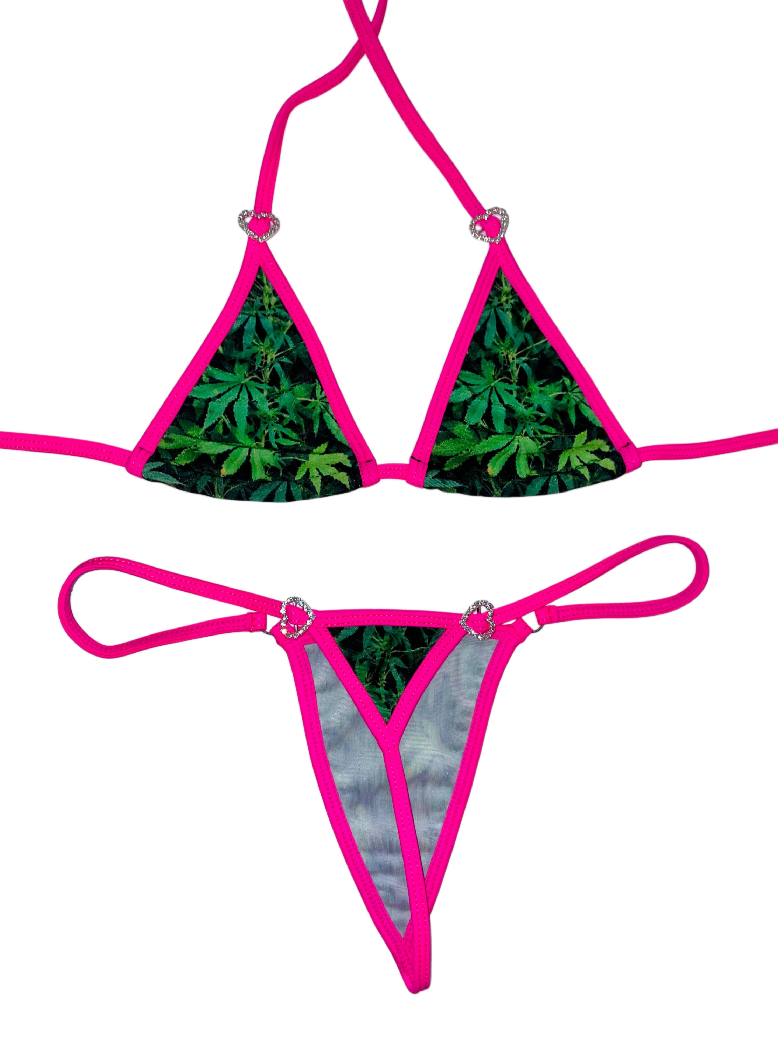Stoner babe sparkle heart microkini