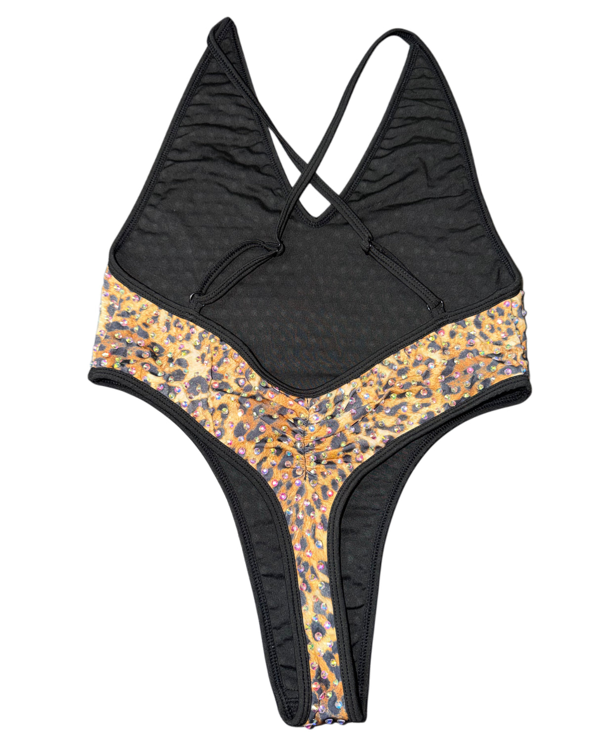 Leopard iced out rhinestone one piece — additional product photo 7 of 7