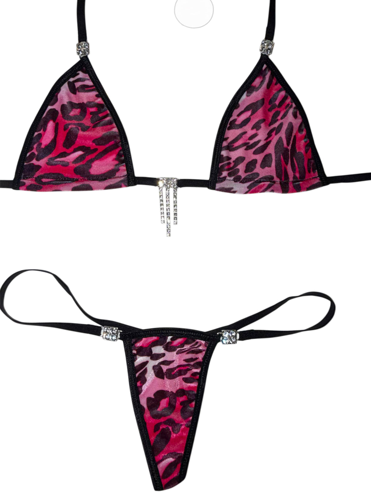 Pink leopard velvet sparkle bikini — additional product photo 4 of 9