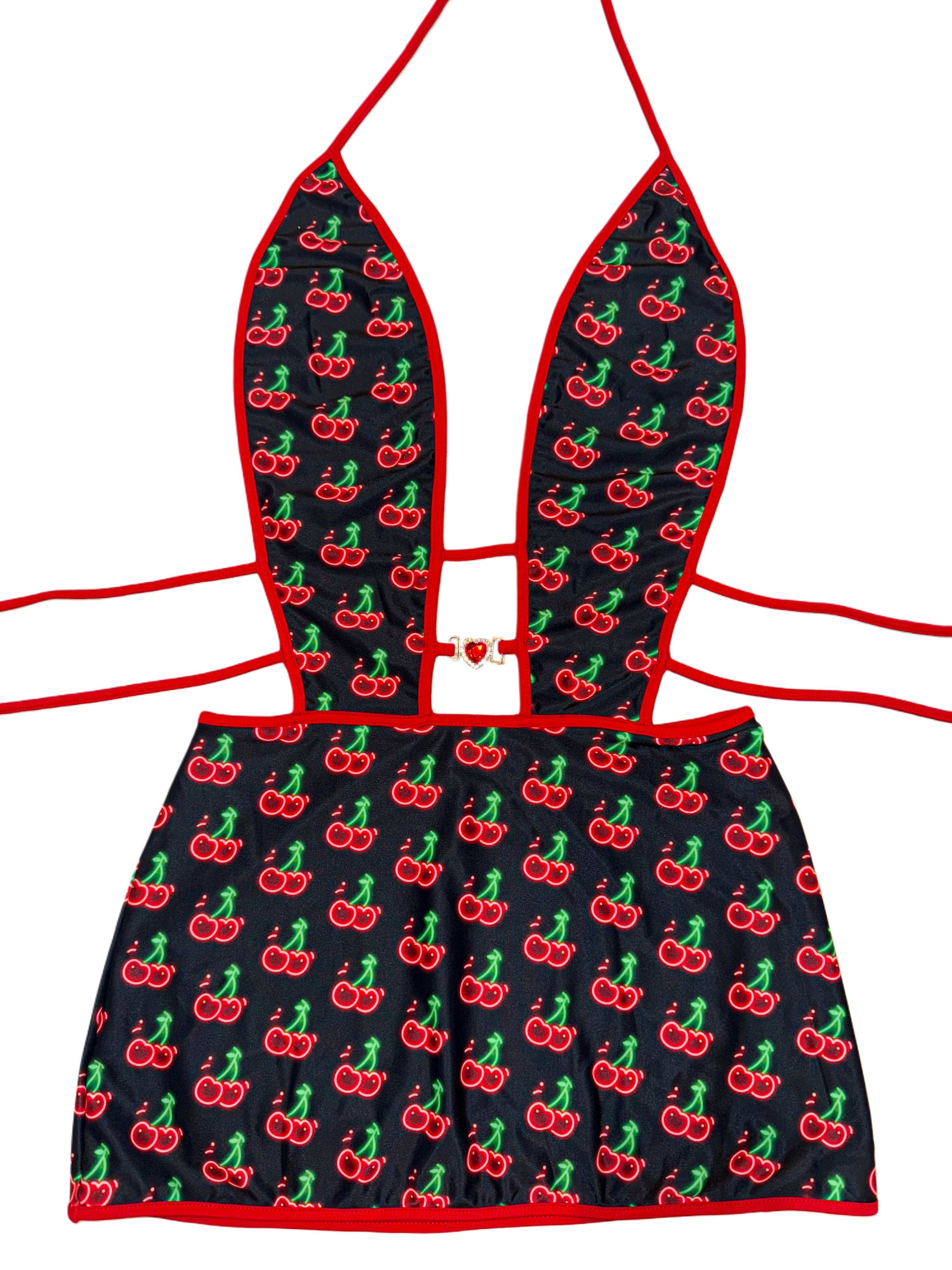 Neon cherry mini dress
