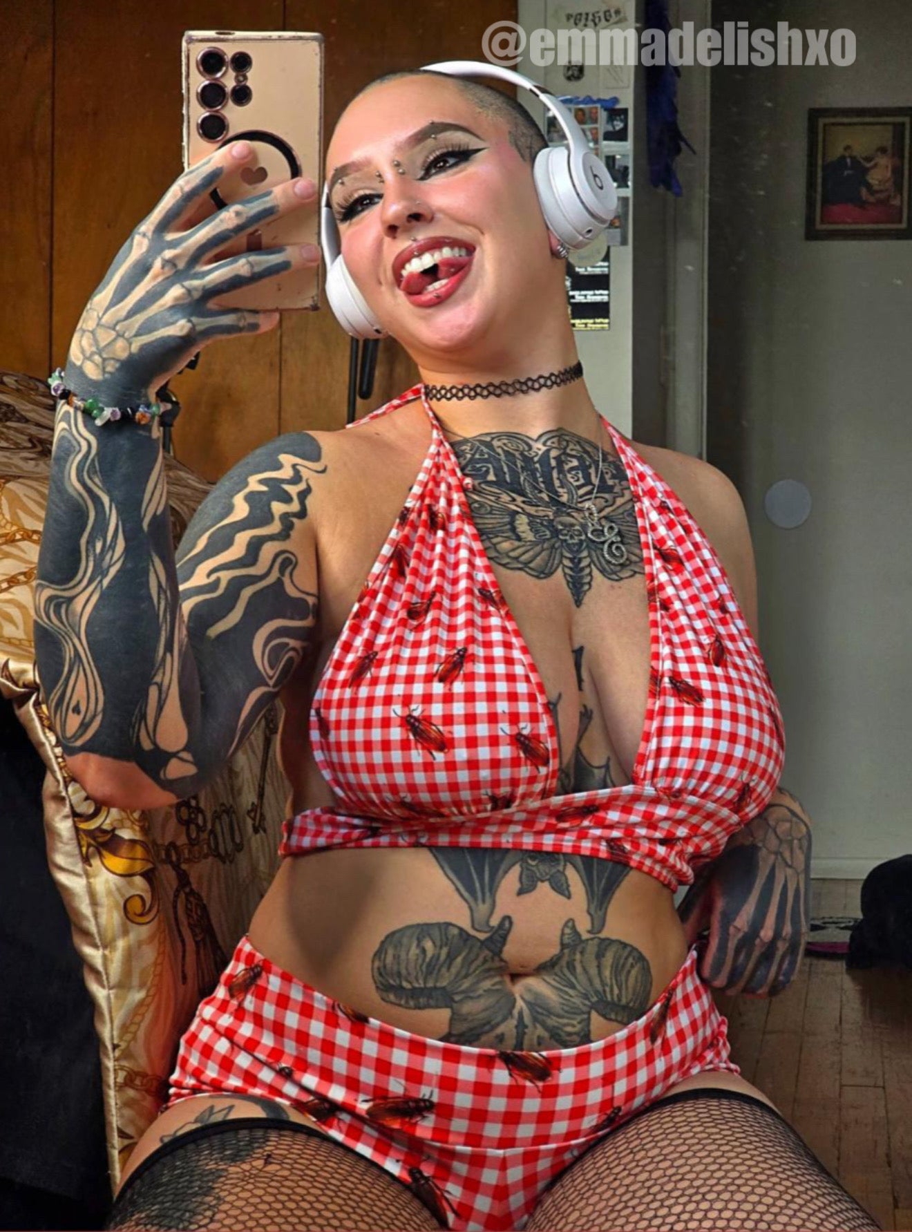 Cockroach gingham micro shorts hotpants streetwear