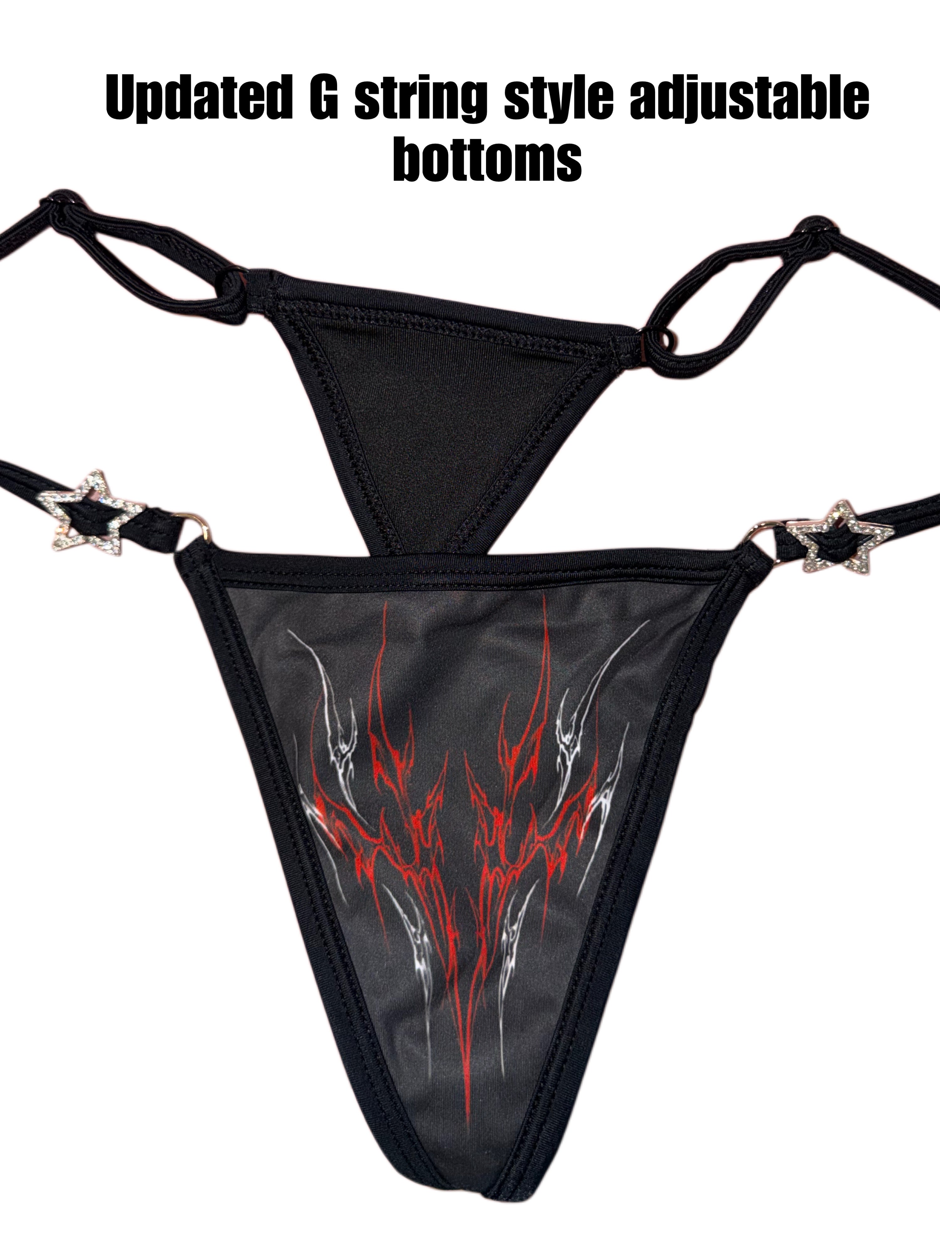 Hexed tribal bikini low rise shorts set