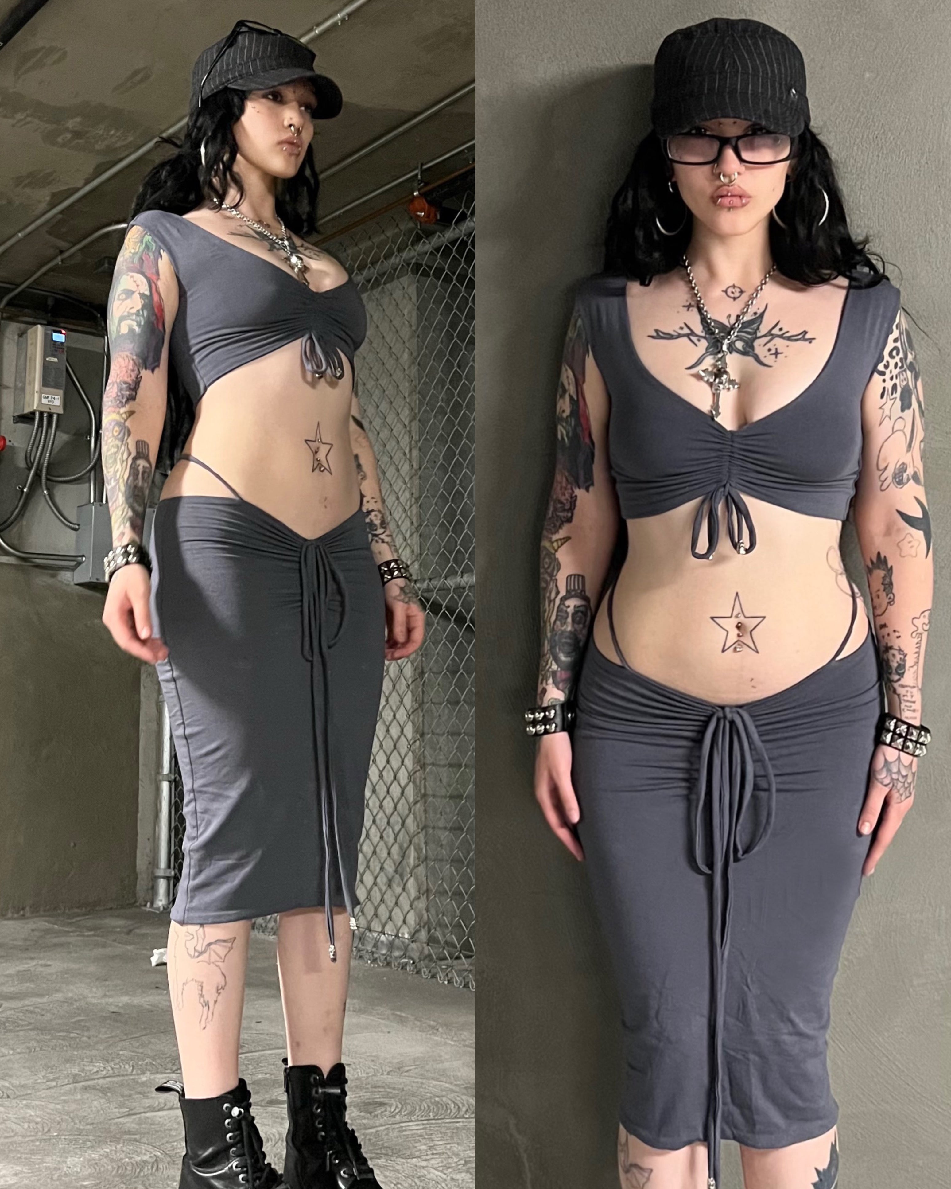 Omen streetwear skirt set