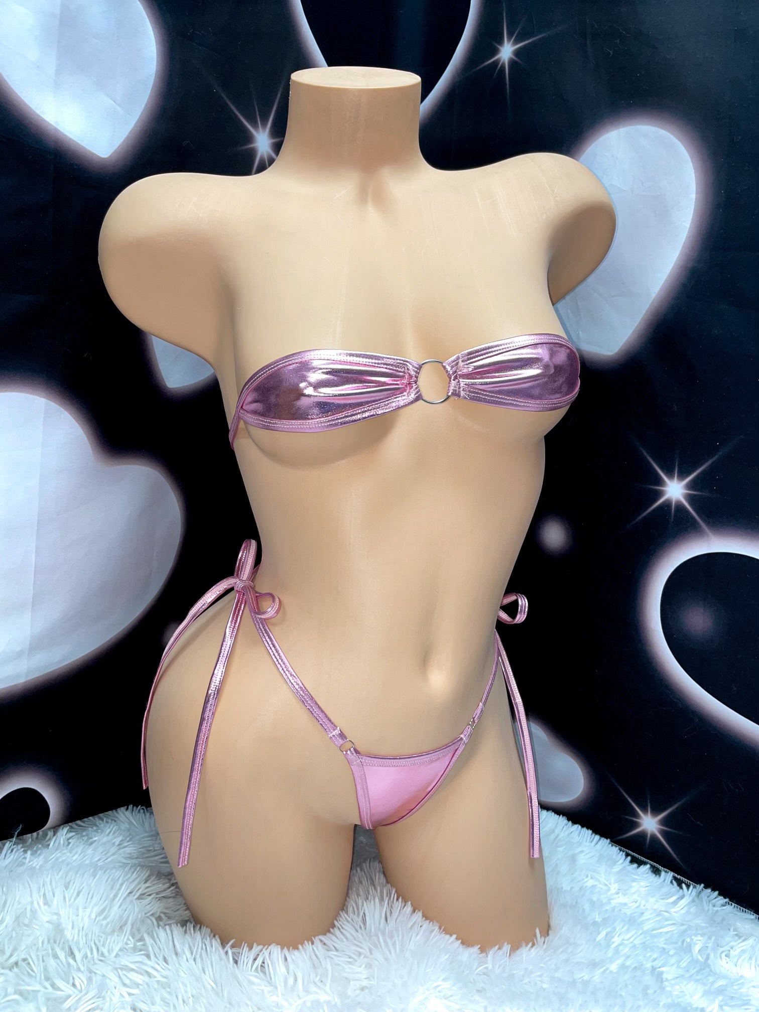 Baby pink chrome Bollywood microkini