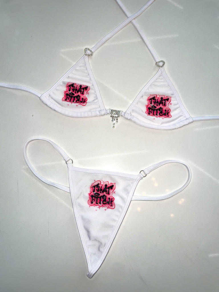That bxtch sparkle hearts microkini - Bikinis, Monokinis, skirt sets, and apparel inspired by strippers - Bubblegum The Brand