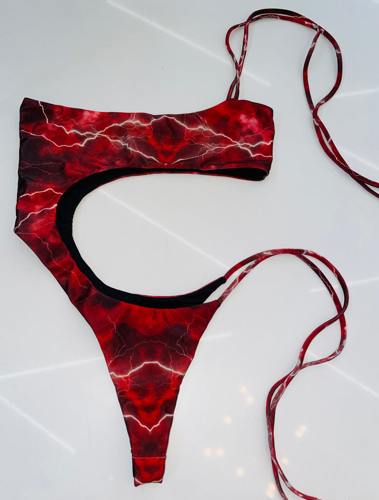 Red dusk cut out one piece - Bikinis, Monokinis, skirt sets, and apparel inspired by strippers - Bubblegum The Brand