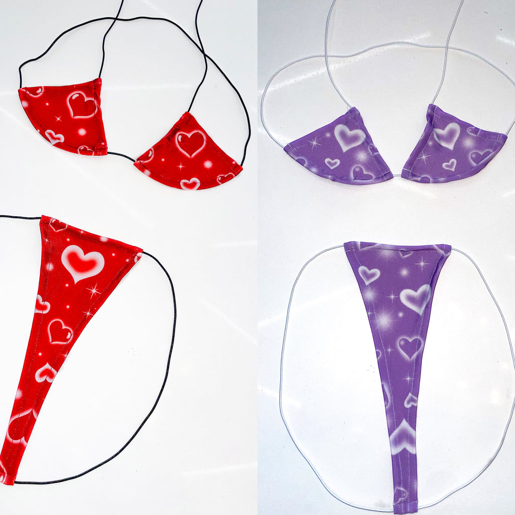 Dulce hearts string Microkini - Bikinis, Monokinis, skirt sets, and apparel inspired by strippers - Bubblegum The Brand