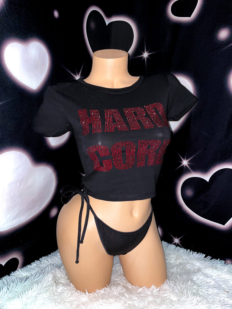 HardCore rhinestone crop top - Bikinis, Monokinis, skirt sets, and apparel inspired by strippers - Bubblegum The Brand