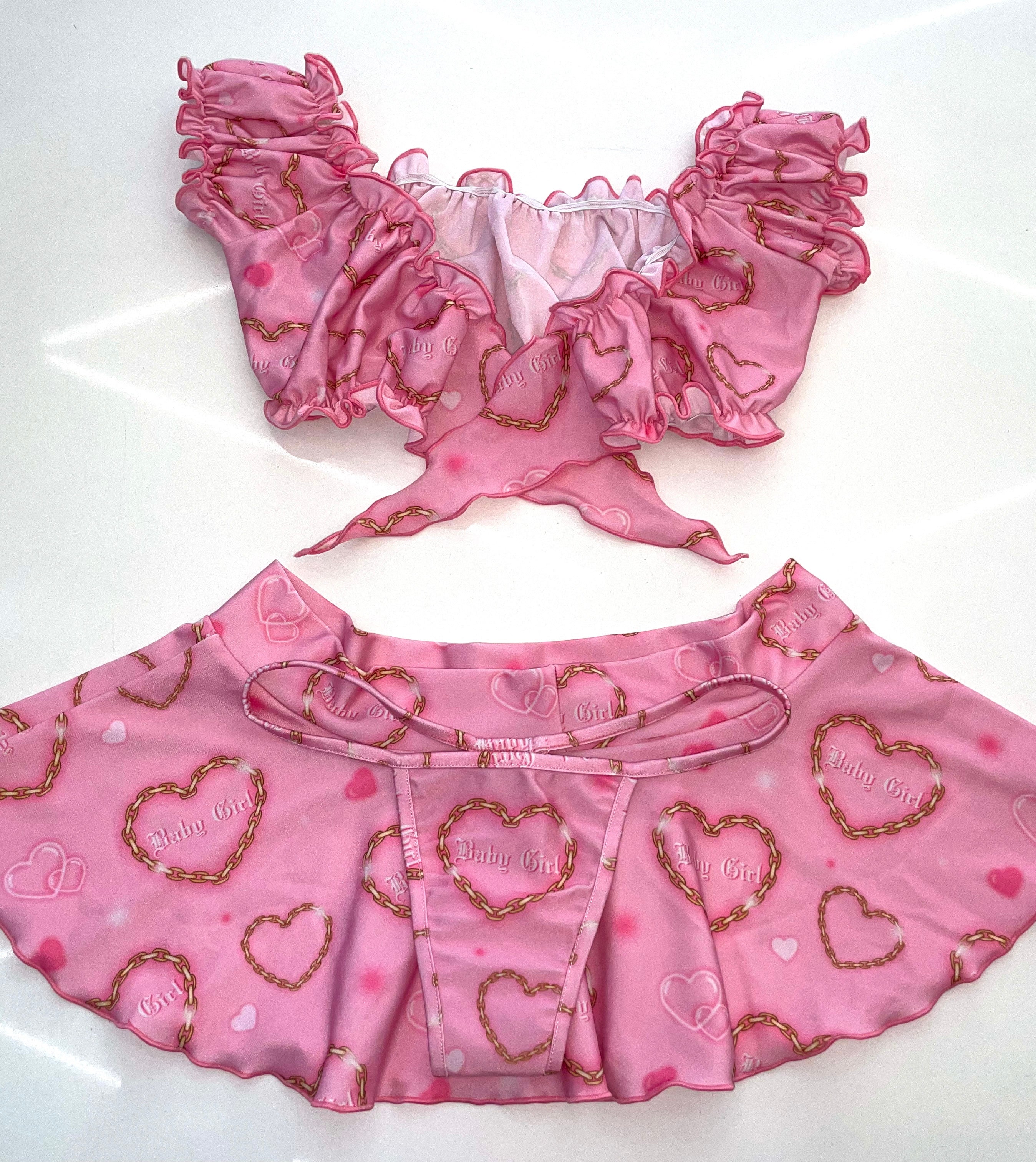 Babygirl ruffle skirt set - Bikinis, Monokinis, skirt sets, and apparel inspired by strippers - Bubblegum The Brand