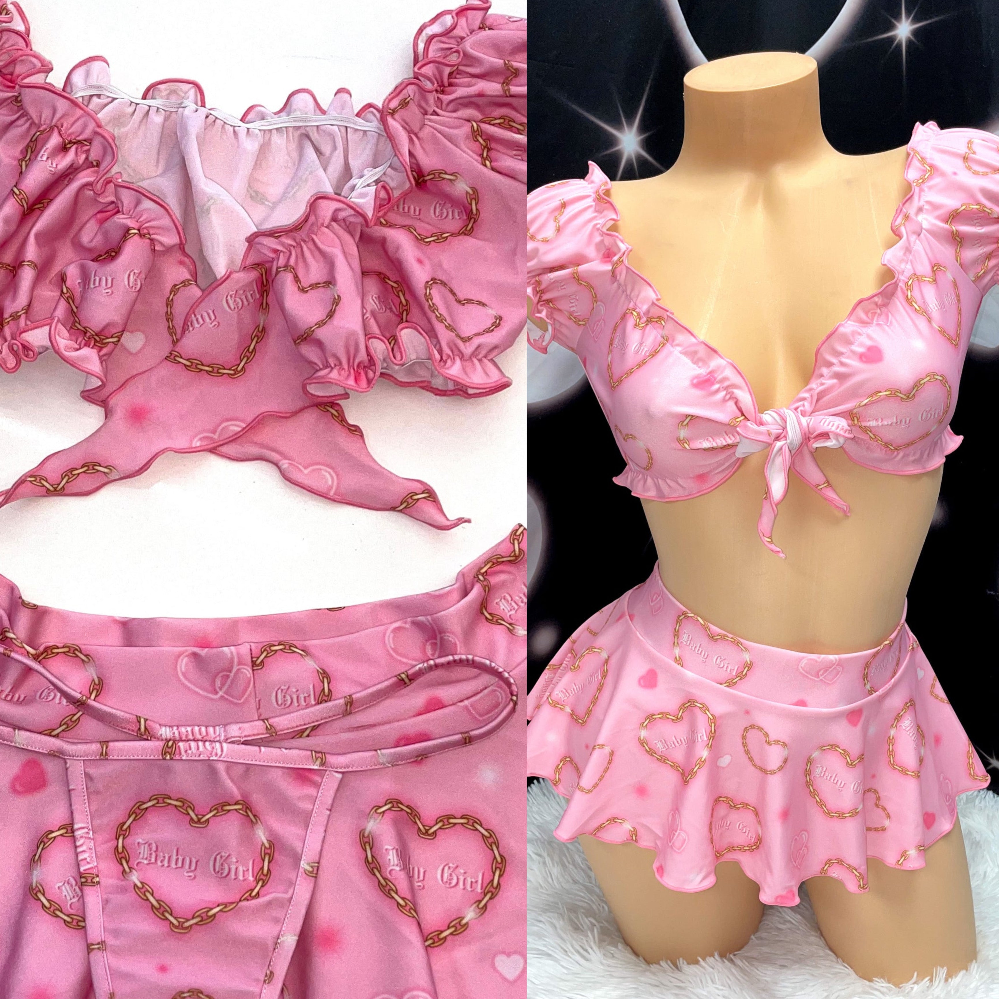 Babygirl ruffle skirt set - Bikinis, Monokinis, skirt sets, and apparel inspired by strippers - Bubblegum The Brand