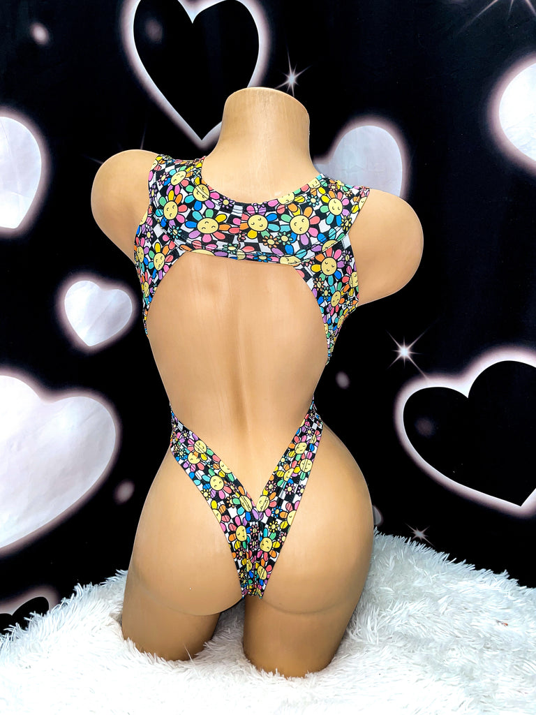 Trippy flowers wrap one piece - Bikinis, Monokinis, skirt sets, and apparel inspired by strippers - Bubblegum The Brand