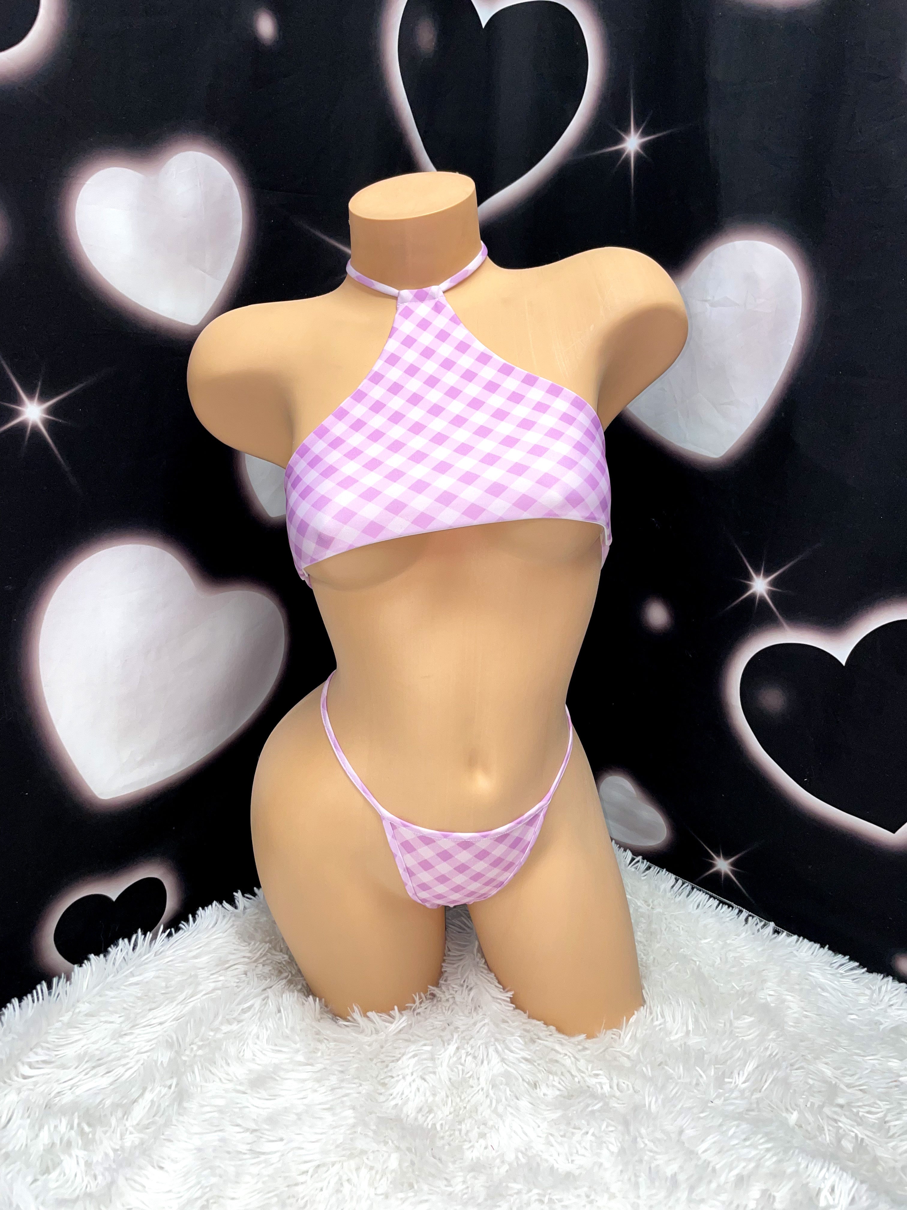 Purple gingham skirt set - Bikinis, Monokinis, skirt sets, and apparel inspired by strippers - Bubblegum The Brand