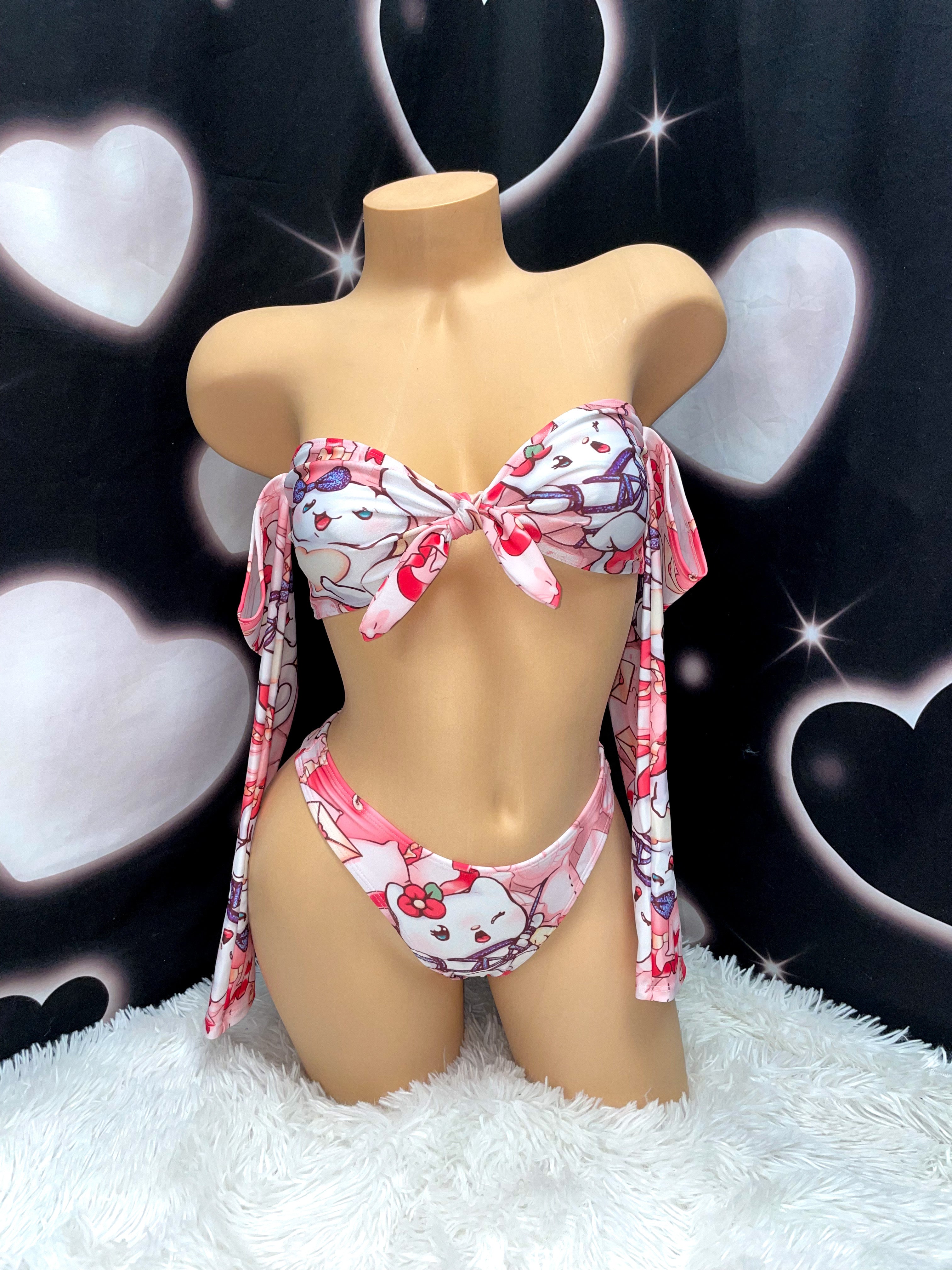 Love letter long sleeve top bikini - Bikinis, Monokinis, skirt sets, and apparel inspired by strippers - Bubblegum The Brand