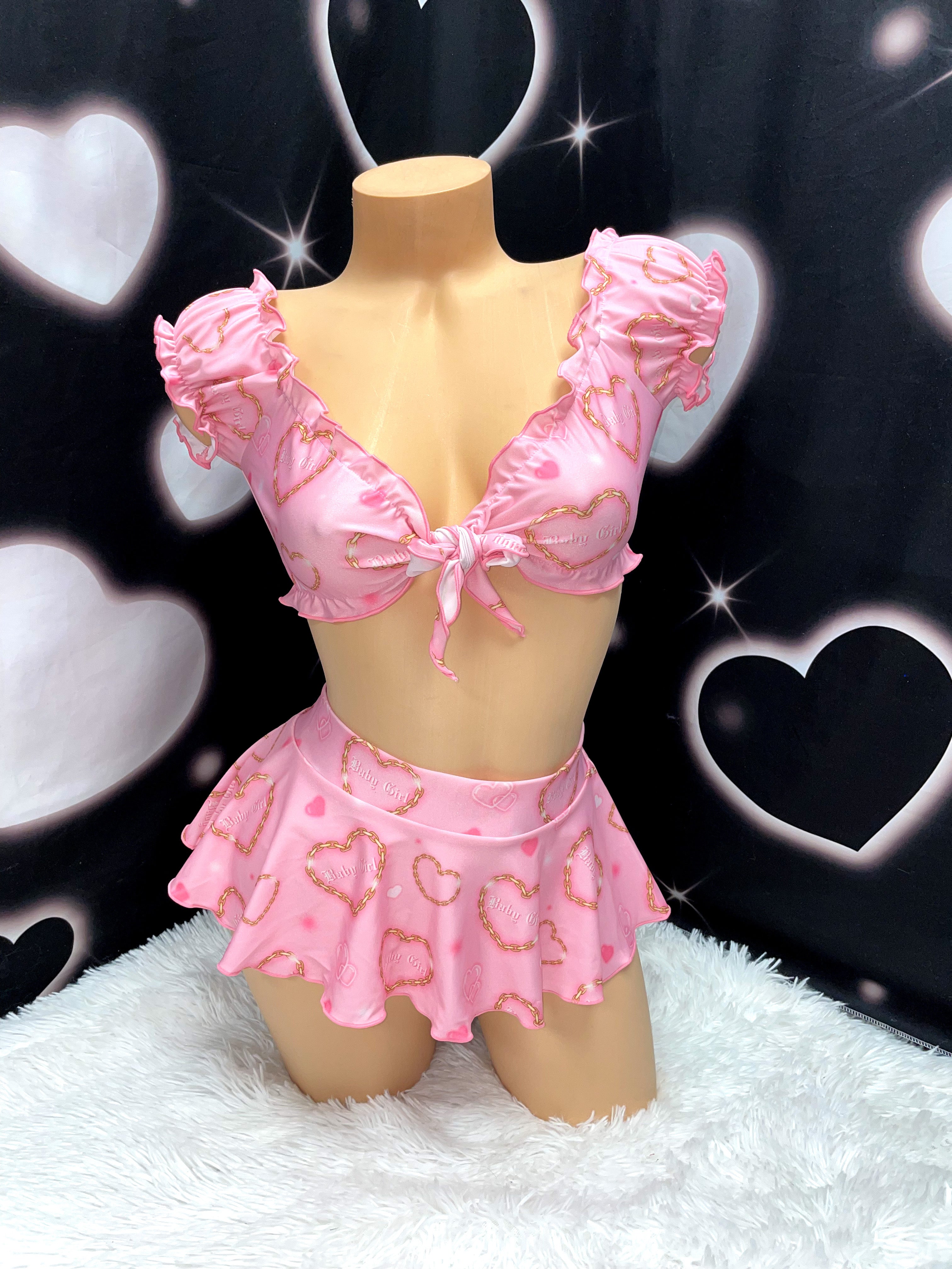 Babygirl ruffle skirt set - Bikinis, Monokinis, skirt sets, and apparel inspired by strippers - Bubblegum The Brand