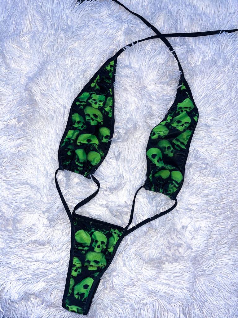 Slime skulls slingshot one piece - Bikinis, Monokinis, skirt sets, and apparel inspired by strippers - Bubblegum The Brand