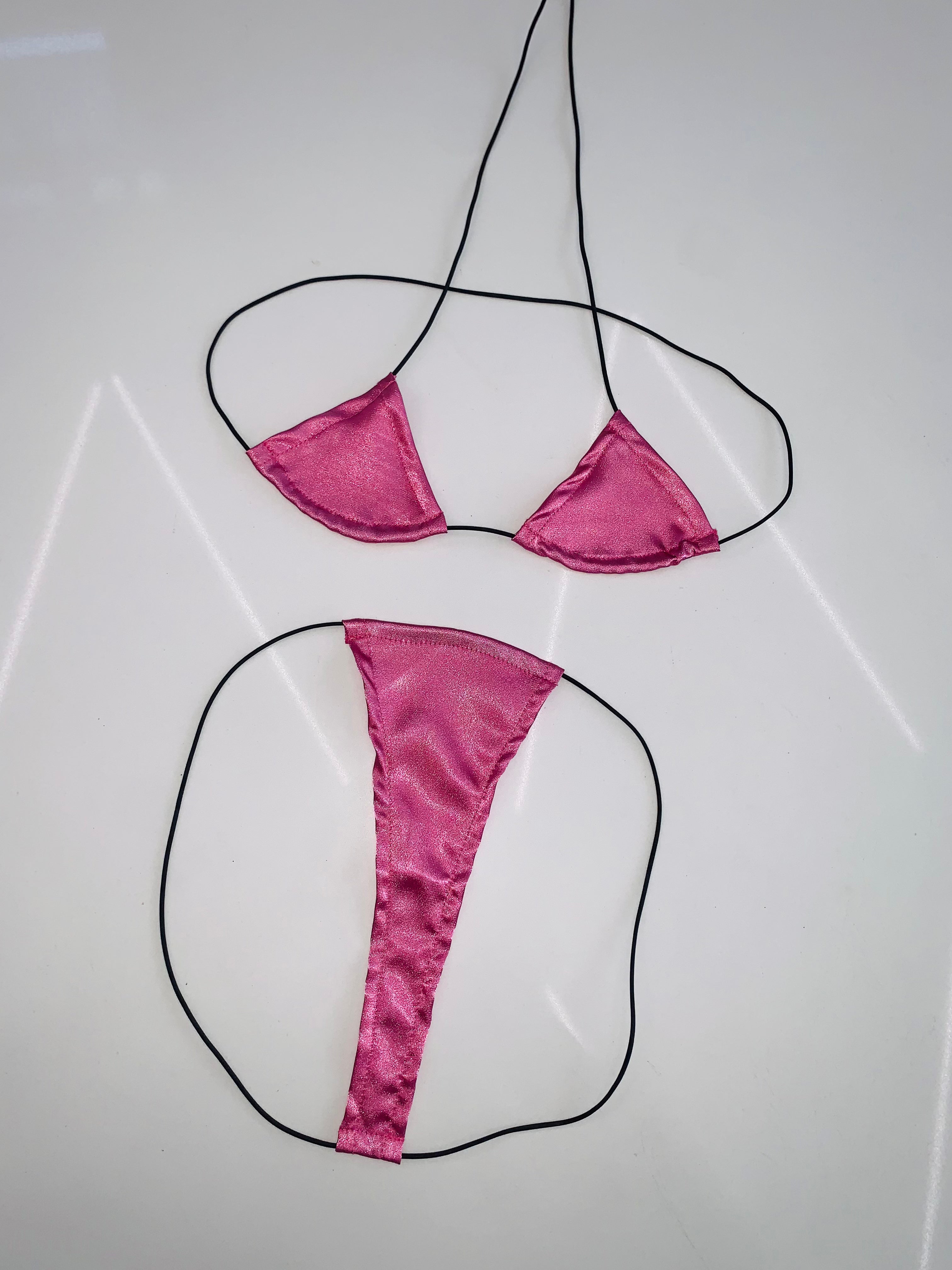 Satin string microkini - Bikinis, Monokinis, skirt sets, and apparel inspired by strippers - Bubblegum The Brand