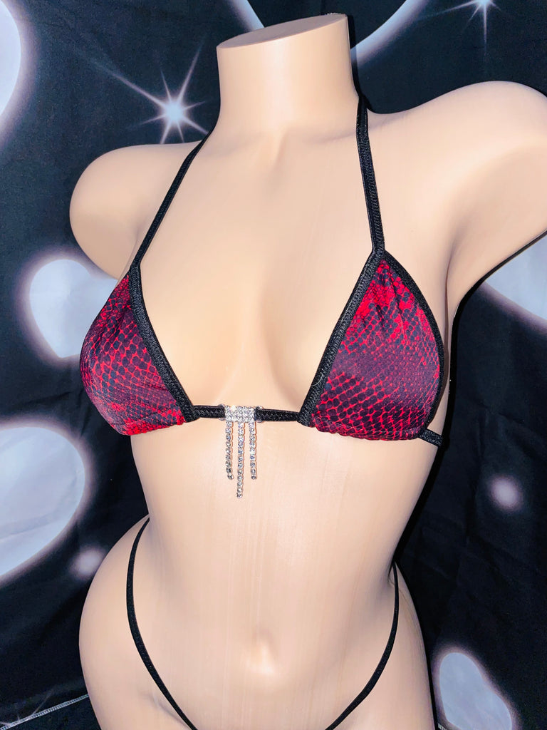 Red Snake Sparkle Microkini - Bikinis, Monokinis, skirt sets, and apparel inspired by strippers - Bubblegum The Brand