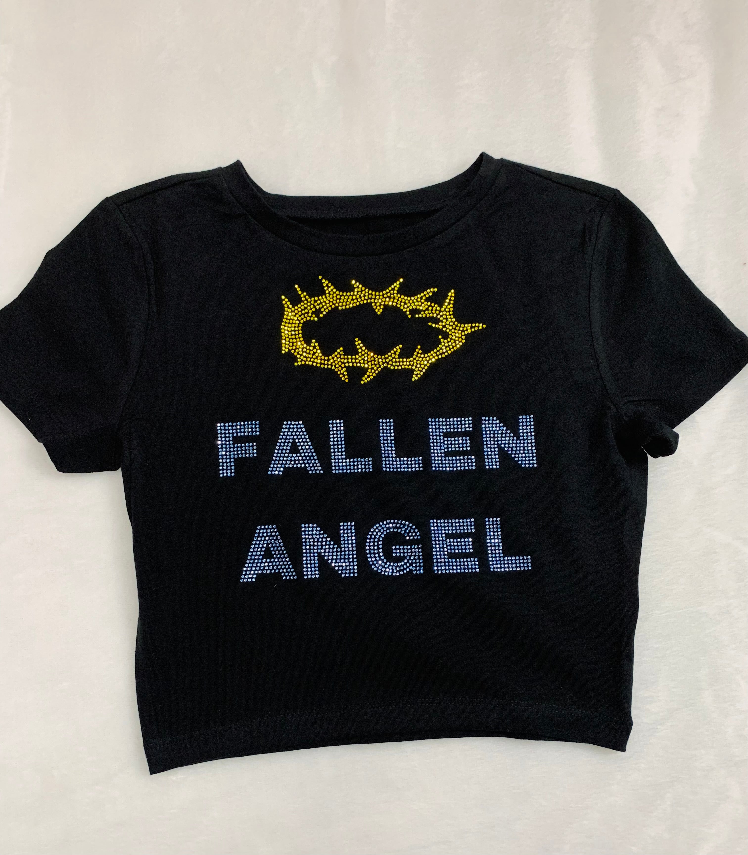 Fallen Angel rhinestone crop top - Bikinis, Monokinis, skirt sets, and apparel inspired by strippers - Bubblegum The Brand