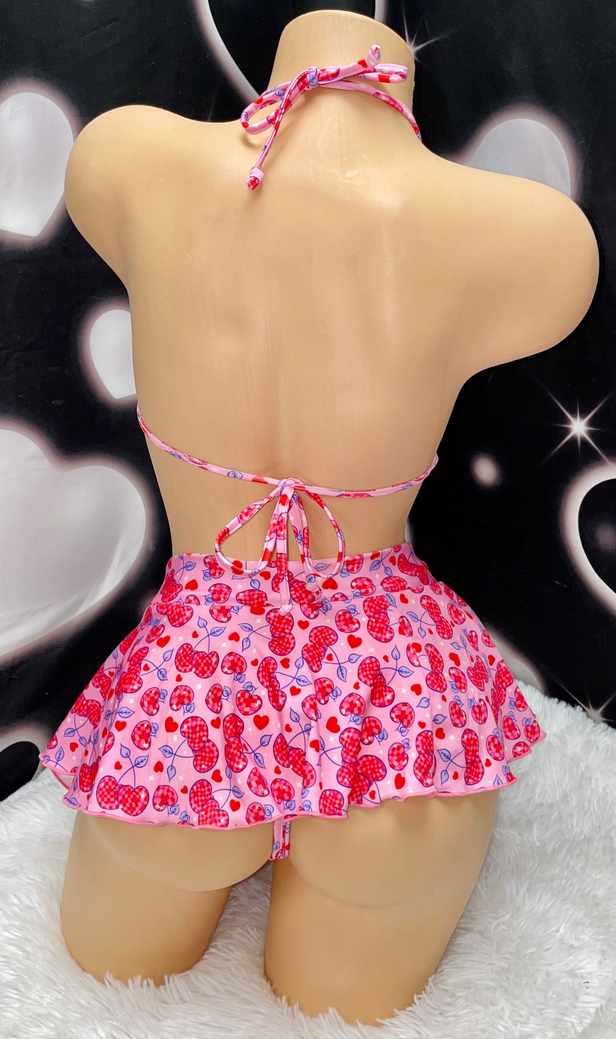 Cherries & Checkers skirt set - Bikinis, Monokinis, skirt sets, and apparel inspired by strippers - Bubblegum The Brand