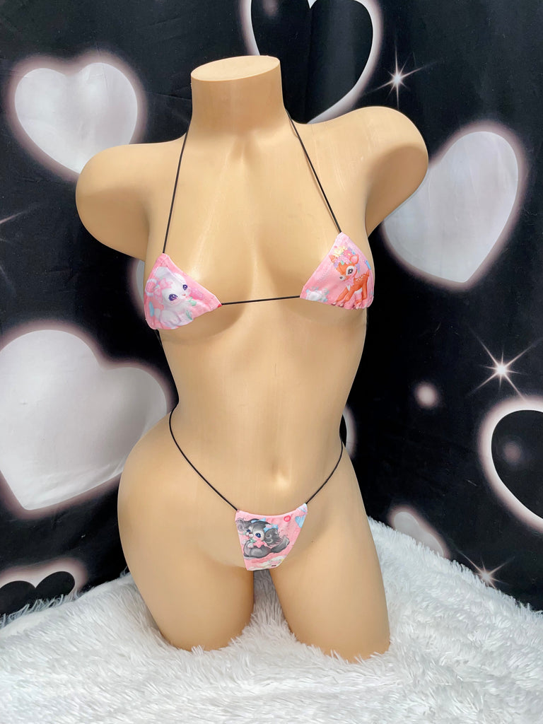 Lil bow peep string microkini - Bikinis, Monokinis, skirt sets, and apparel inspired by strippers - Bubblegum The Brand
